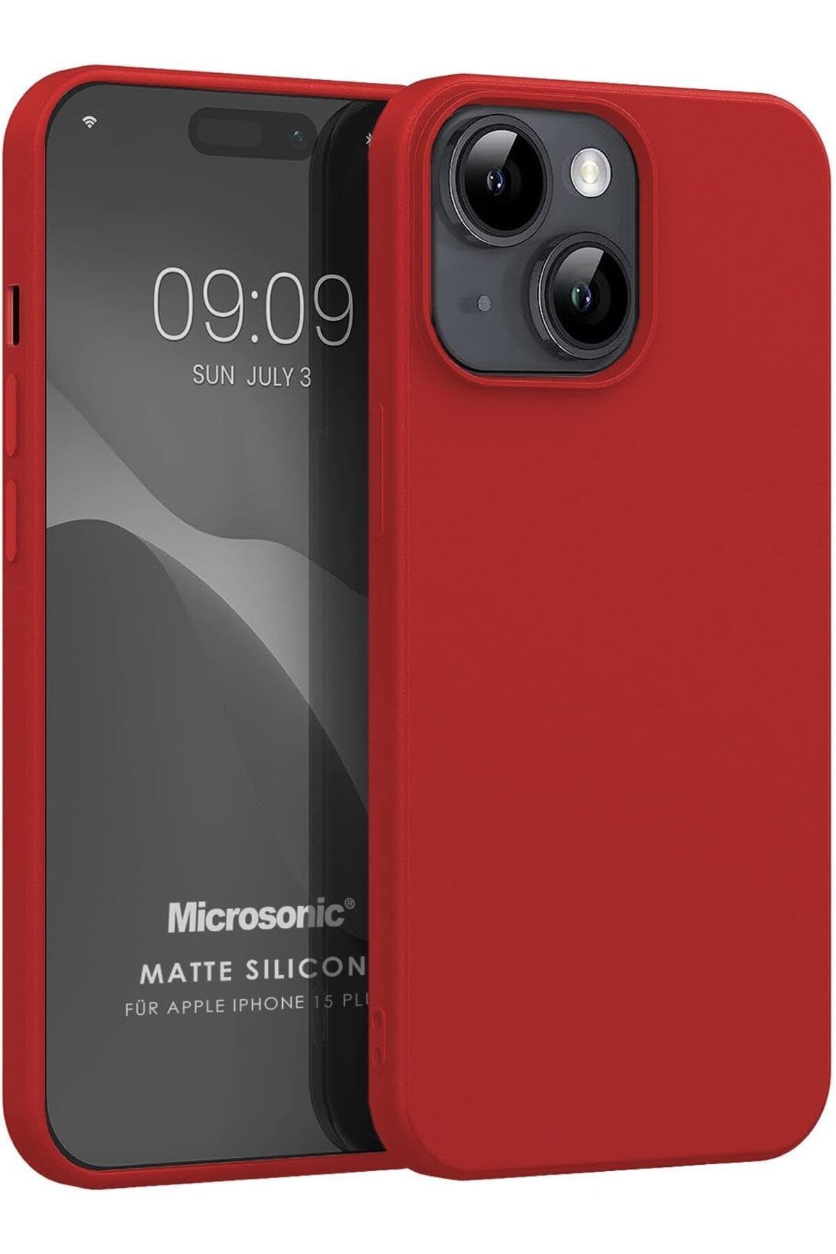 STOREMAX dlshop Kılıf Matte Silicone iPhone 15 Plus için Kırmızı [iPhone 15 Plus ile Uyumlu Kılıf -
