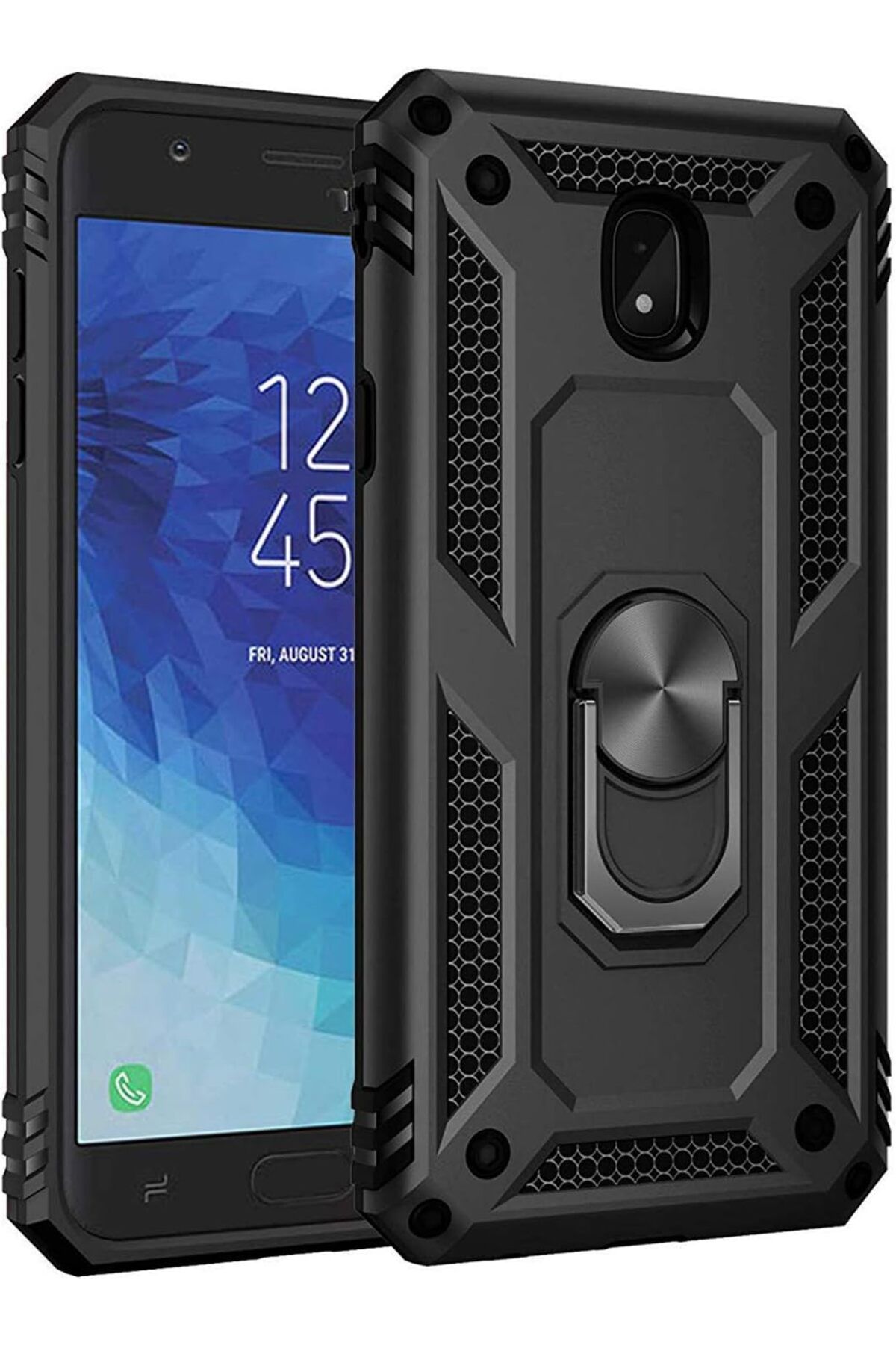 STOREMAX cmllashop Galaxy J7 Pro için Kılıf Military Ring Holder Siyah [Galaxy J7 Pro ile Uyumlu Kılıf -