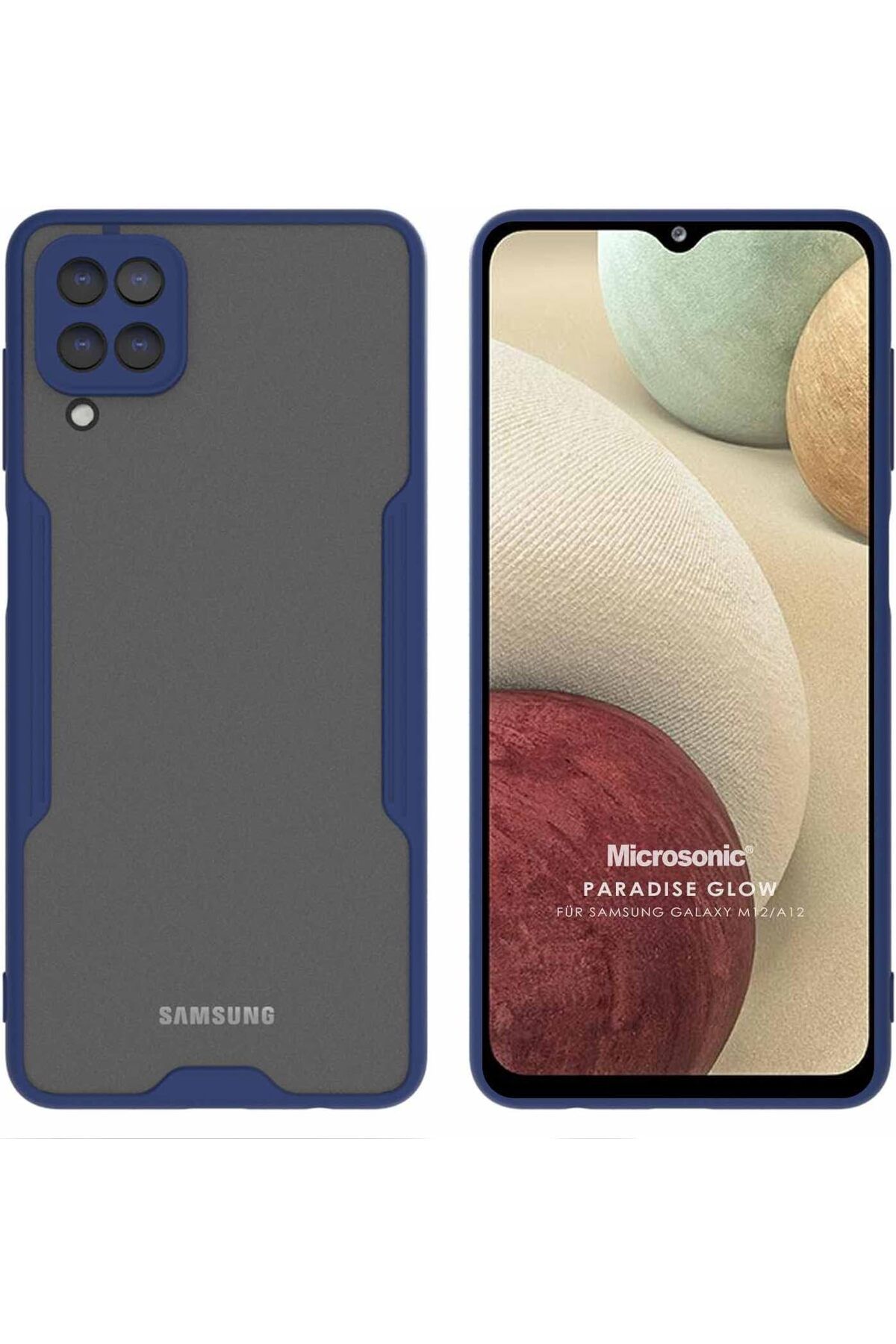 STOREMAX nslmshop Galaxy M12 için Kılıf Paradise Glow Lacivert [Galaxy M12 ile Uyumlu Kılıf - Lacivert]