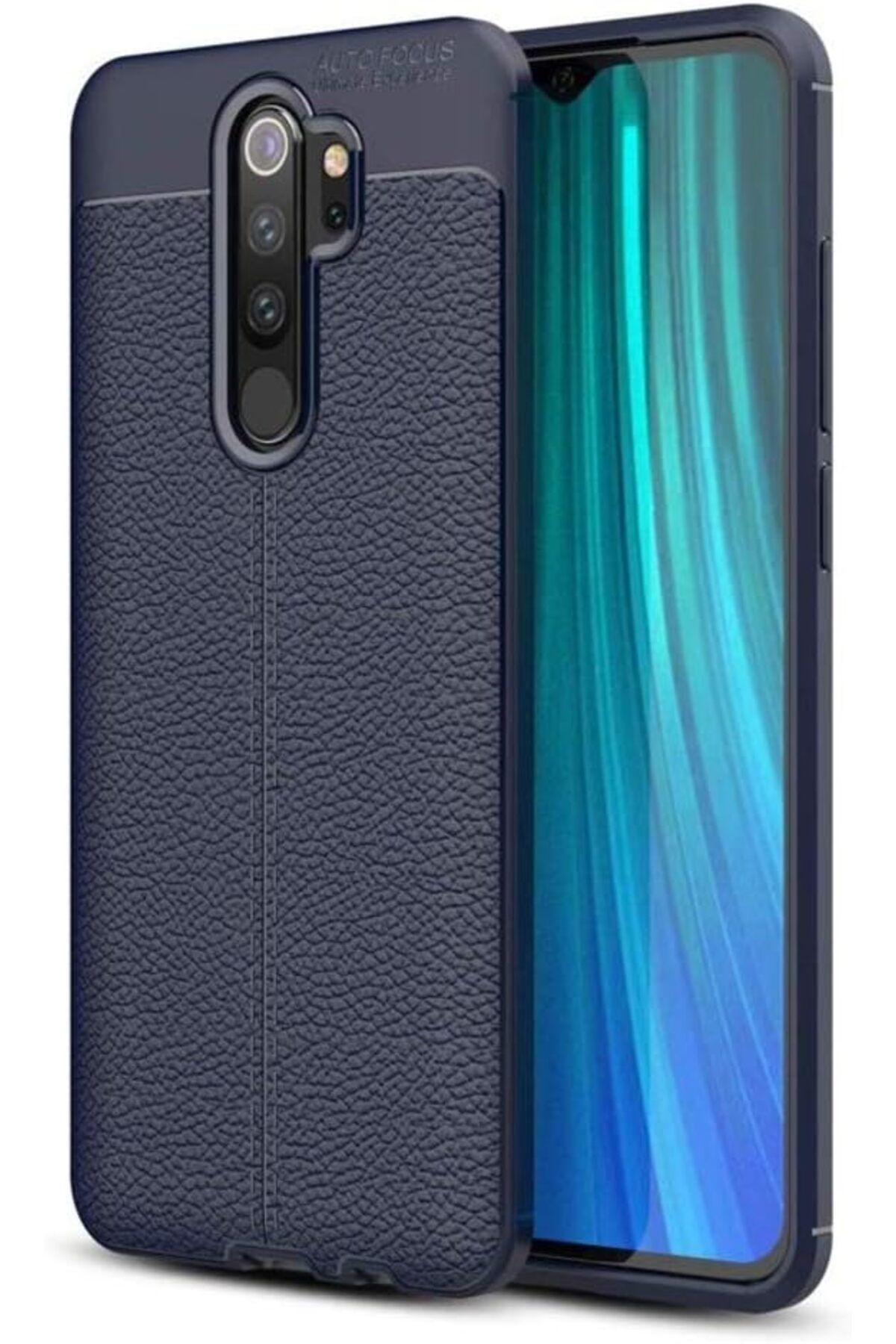 salesalbutik Xiaomi Redmi Note 8 Pro ile Uyumlu Kılıf Niss Deri Görünümlü Silikon Lacivert