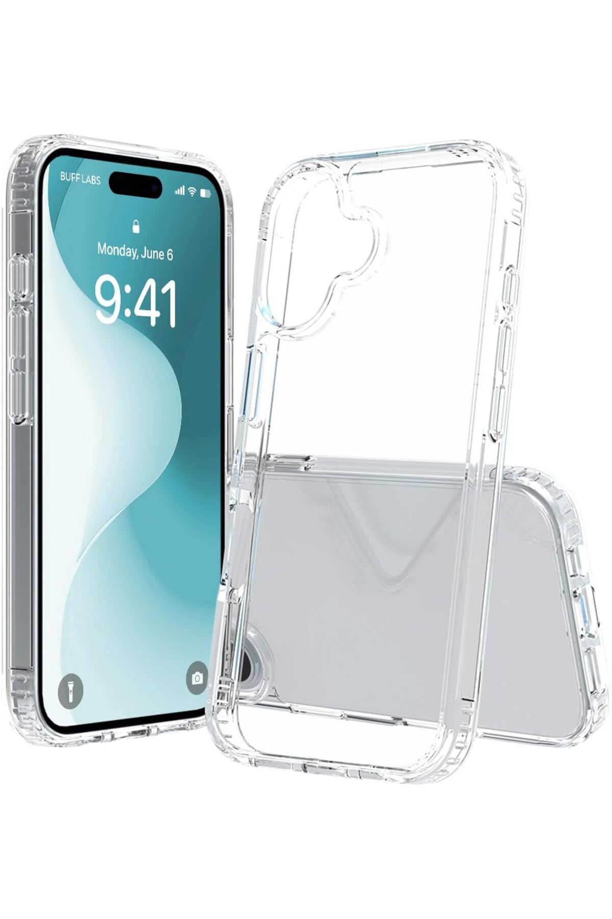 STOREMAX dlshop iPhone 16 ile Uyumlu Air Hybrid Darbe Emici TPU ve PC Kılıf, Crystal Clear star 990396