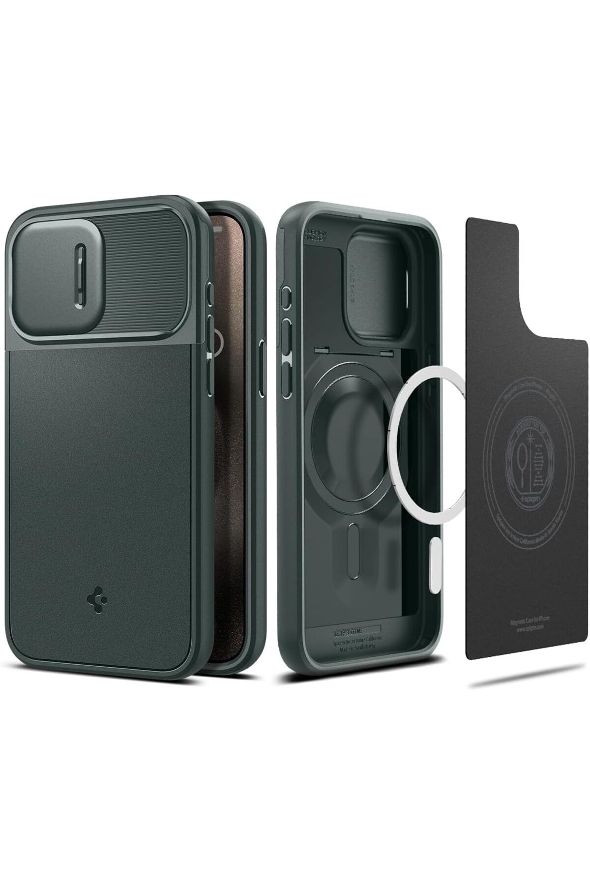 STOREMAX htpshopmx iPhone 15 Pro Kılıf Optik Armor MagFit MagSafe özellikli Abyss Green - ACS06739 str http