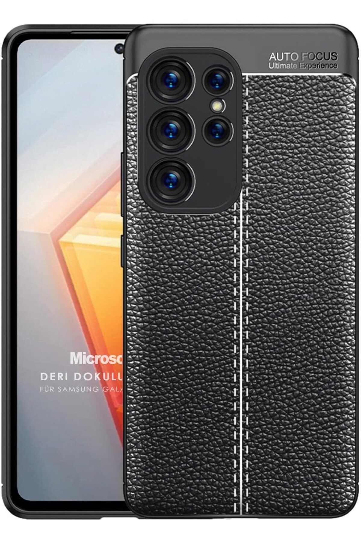 STOREMAX htpshopmx Galaxy S24 Ultra Kılıf Deri Dokulu Silikon Siyah [Galaxy S24 Ultra ile Uyumlu Kılıf -