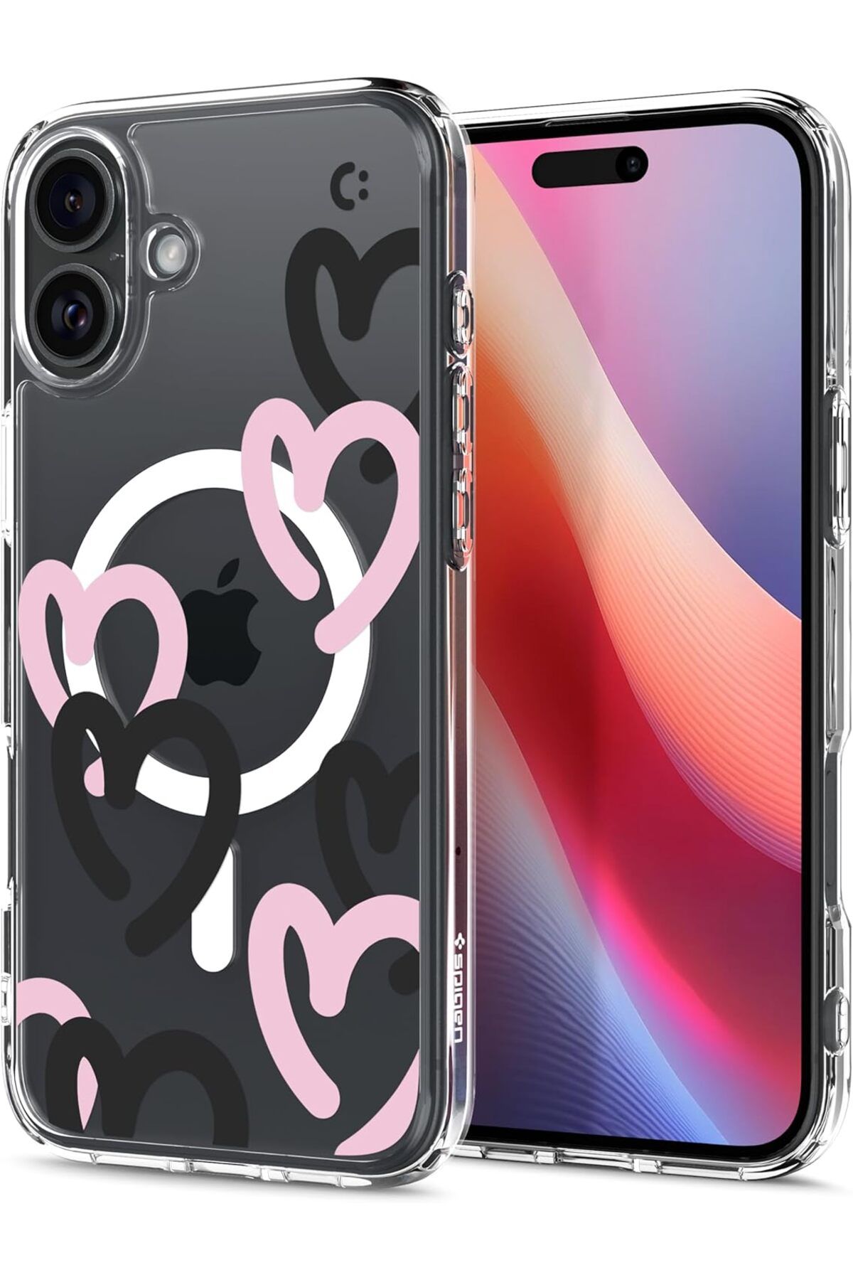 STOREMAX htpshopmx iPhone 16 Kılıf Ultra Hybrid MagFit MagSafe özellikli Hearts Black Pink - ACS08278 strh