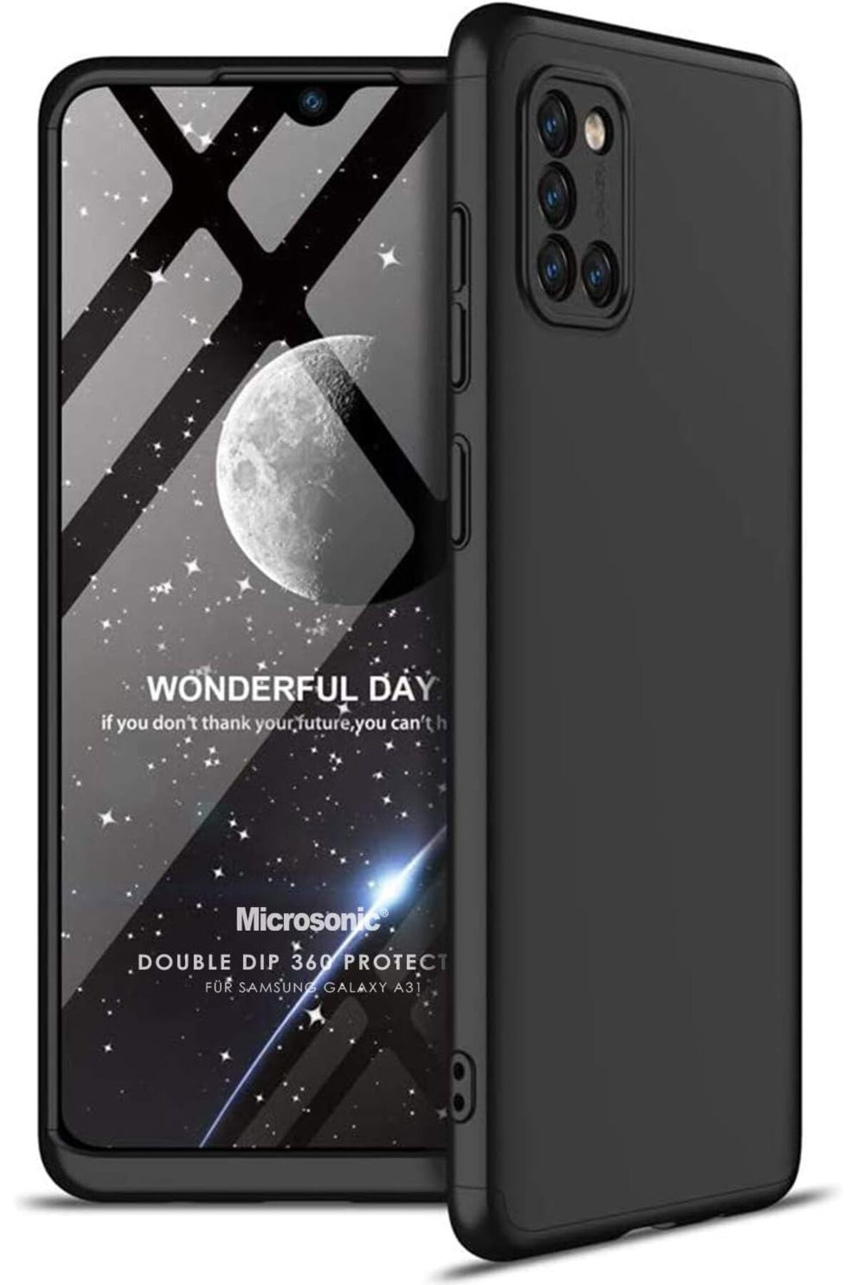STOREMAX htpshopmx Galaxy A31 için Kılıf Double Dip 360 Protective Siyah [Galaxy A31 ile Uyumlu Kılıf -