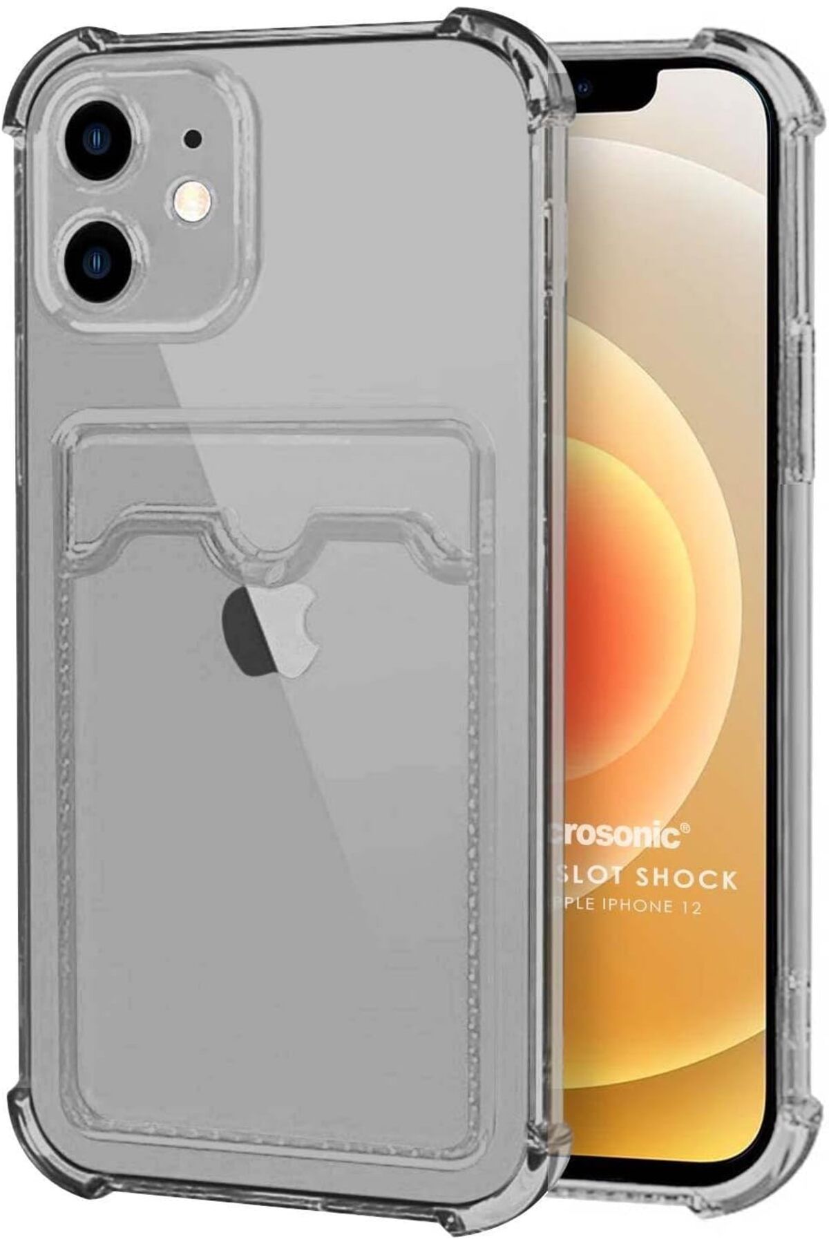 STOREMAX htpshopmx iPhone 12 için Card Slot Shock Kılıf Siyah [iPhone 12 ile Uyumlu Kılıf - Siyah] strht