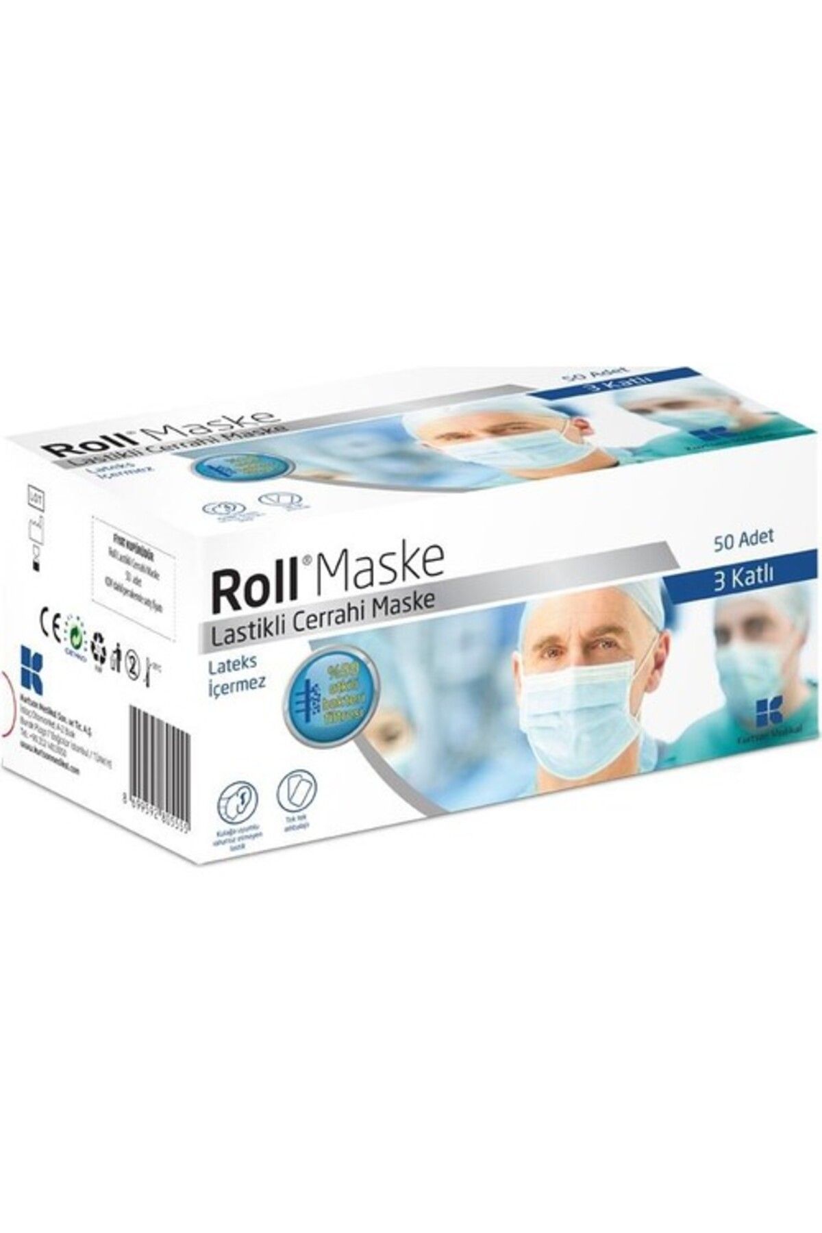 Roll Maske 3 Katlı Steril Lastikli 50 Adet