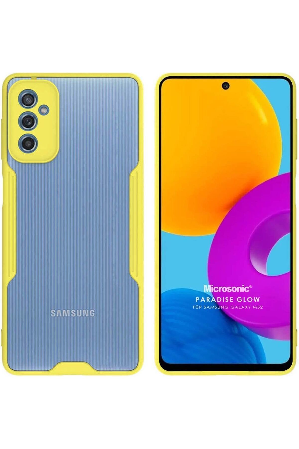 STOREMAX dlshop Galaxy M52 için Kılıf Paradise Glow Sarı [Galaxy M52 ile Uyumlu Kılıf - Sarı] star 990