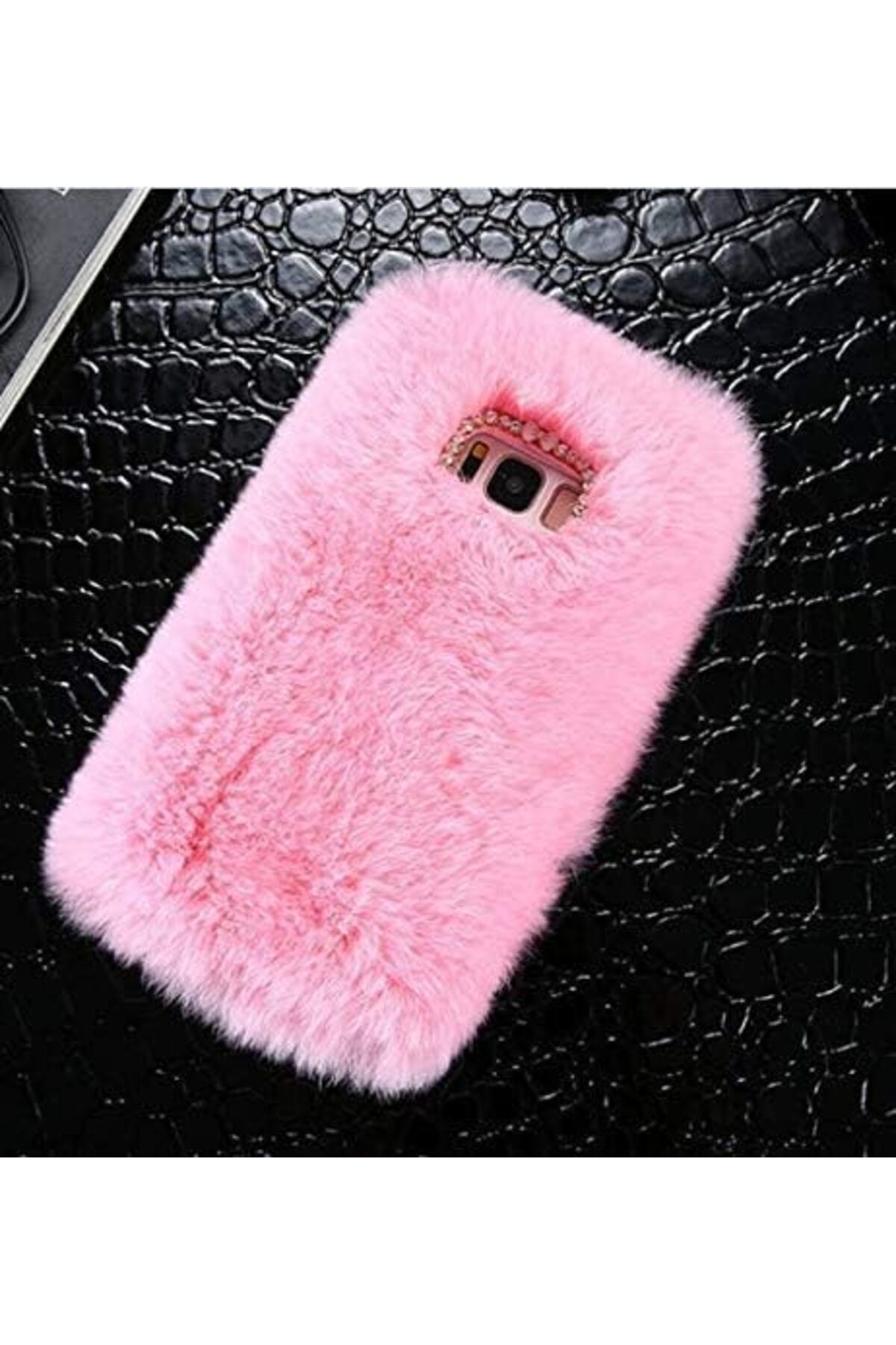 STOREMAX dlshop Galaxy Note 8 Uyumlu Tüylü Yumuşak Peluş Kılıf (Pembe Altın) star 990396