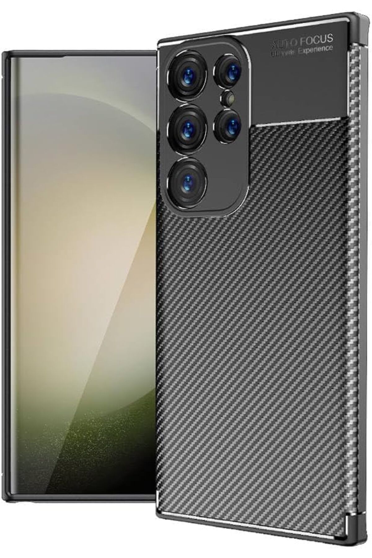STOREMAX bystoreby Galaxy S25 ULTRA Siyah Kılıf Karbon Tasarım Parmak İzi Yapmayan Kamera Kısmı Yüksek