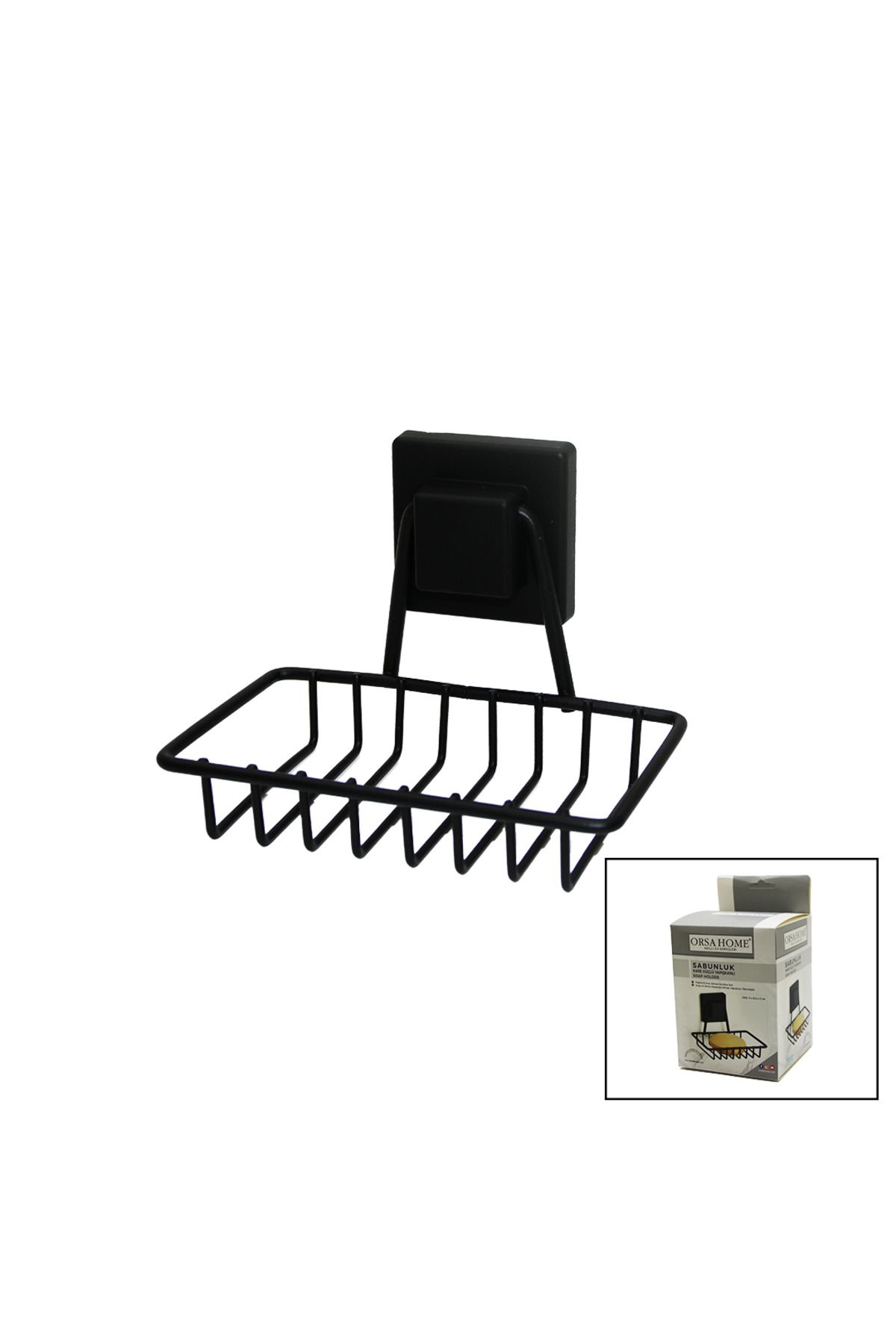 STOREMAX ysstorex SİYAH - METAL KATI SABUNLUK KARE GÜÇLÜ YAPIŞKANLI 11X12.5X11CM StarColxlection 655141