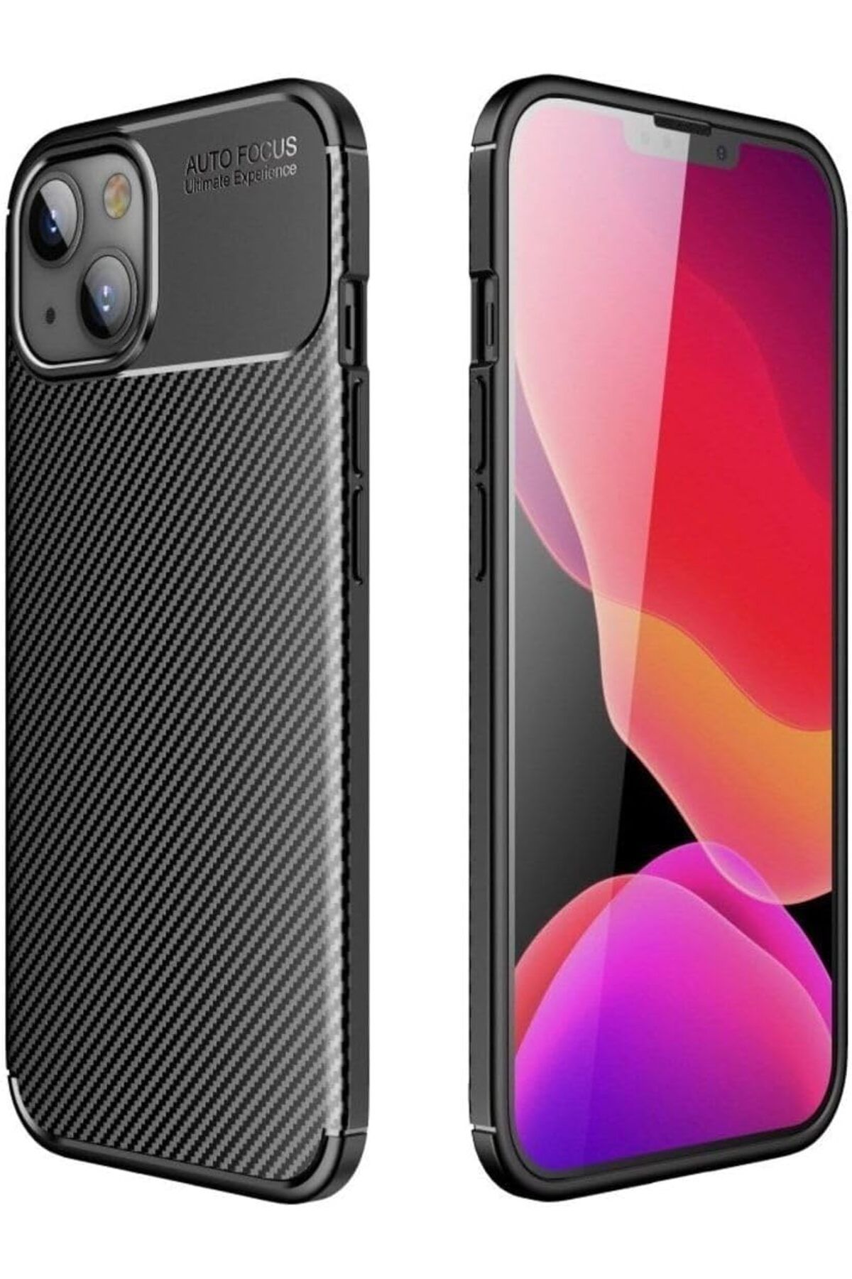 STOREMAX bystoreby (3902) Siyah Focus Karbon Silikon Telefon Kılıfı Iphone 13 Focus ile uyumlu NewDesing 6