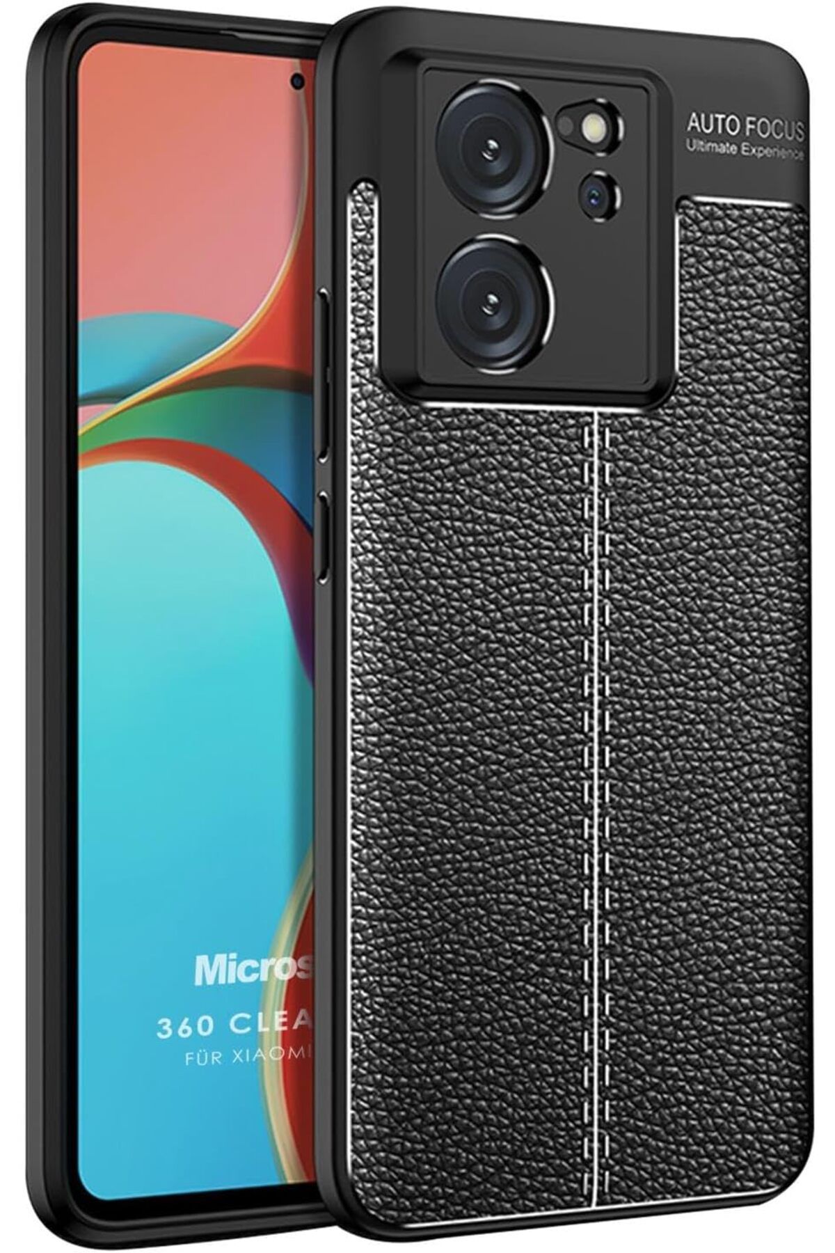 STOREMAX nffashopm Xiaomi Mi 13T Pro Kılıf Deri Dokulu Silikon Siyah [Mi 13T Pro ile Uyumlu Kılıf - Siyah