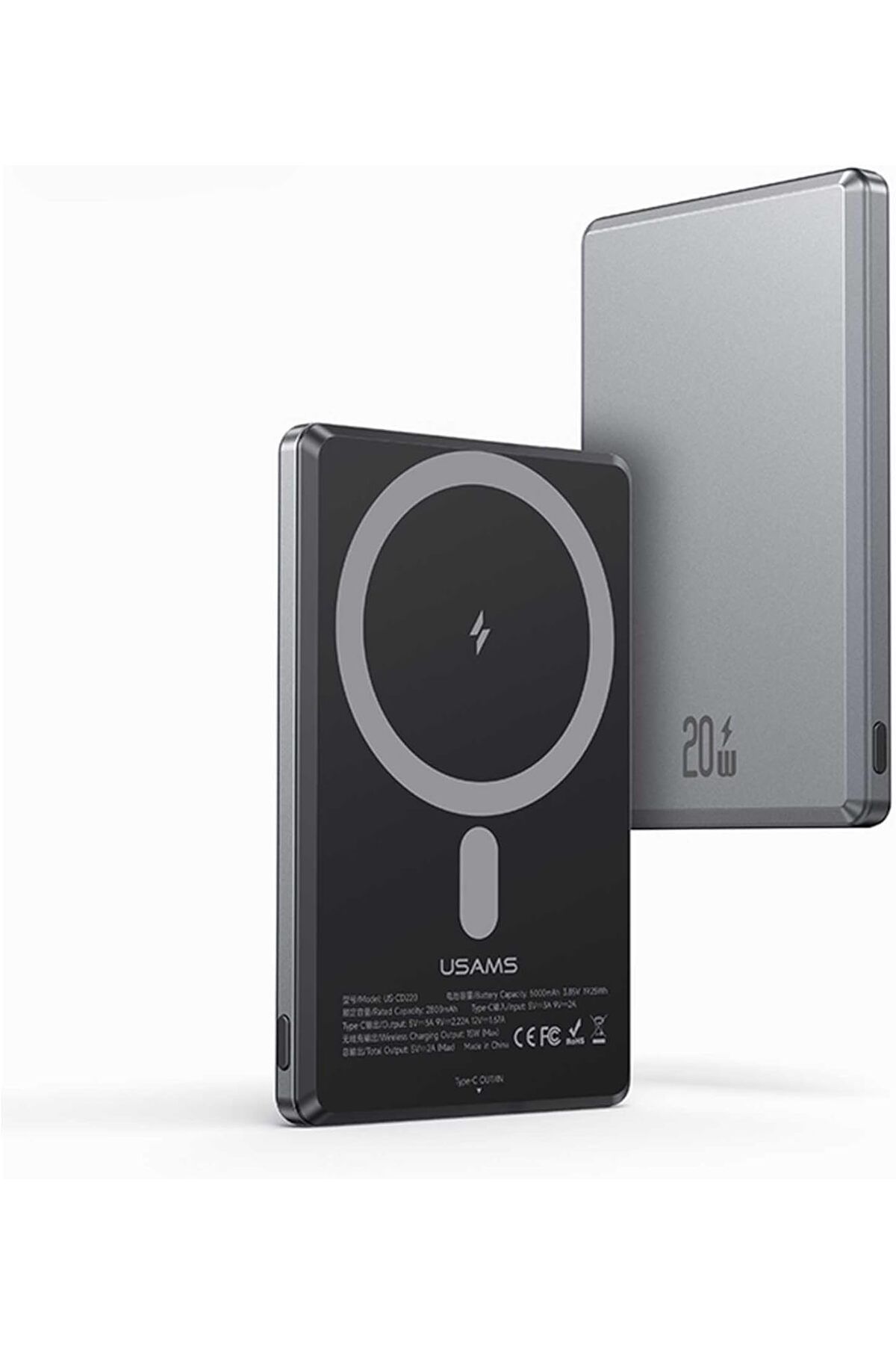 STOREMAX nffashopm Kablolu Kablosuz Şarj Mıknatıslı MagSafe Ultra Slim Alüminyum 5000mAh 20W Powerbank C