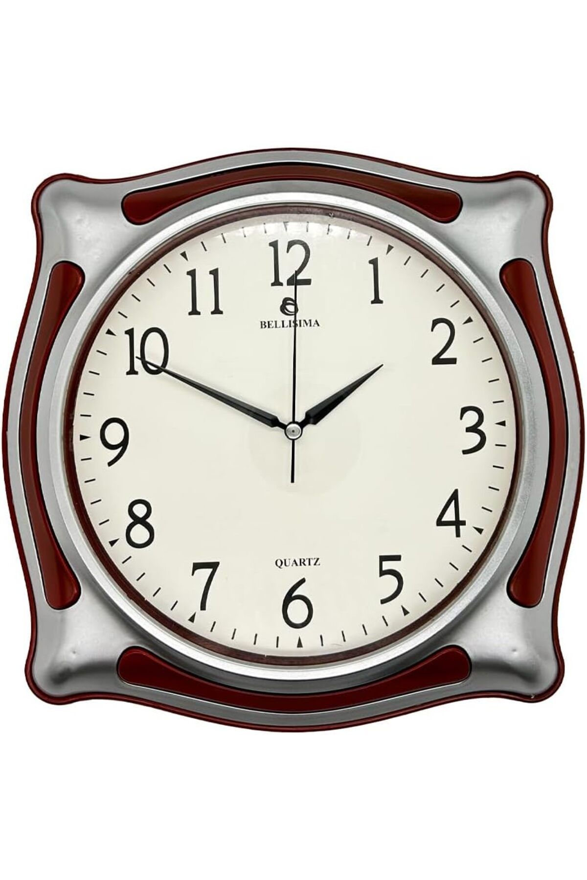 yenibagshop BL-1056 Serisi Klasik Kadran Sessiz Akar 30 cm Duvar Saati Kırmızı-Gri