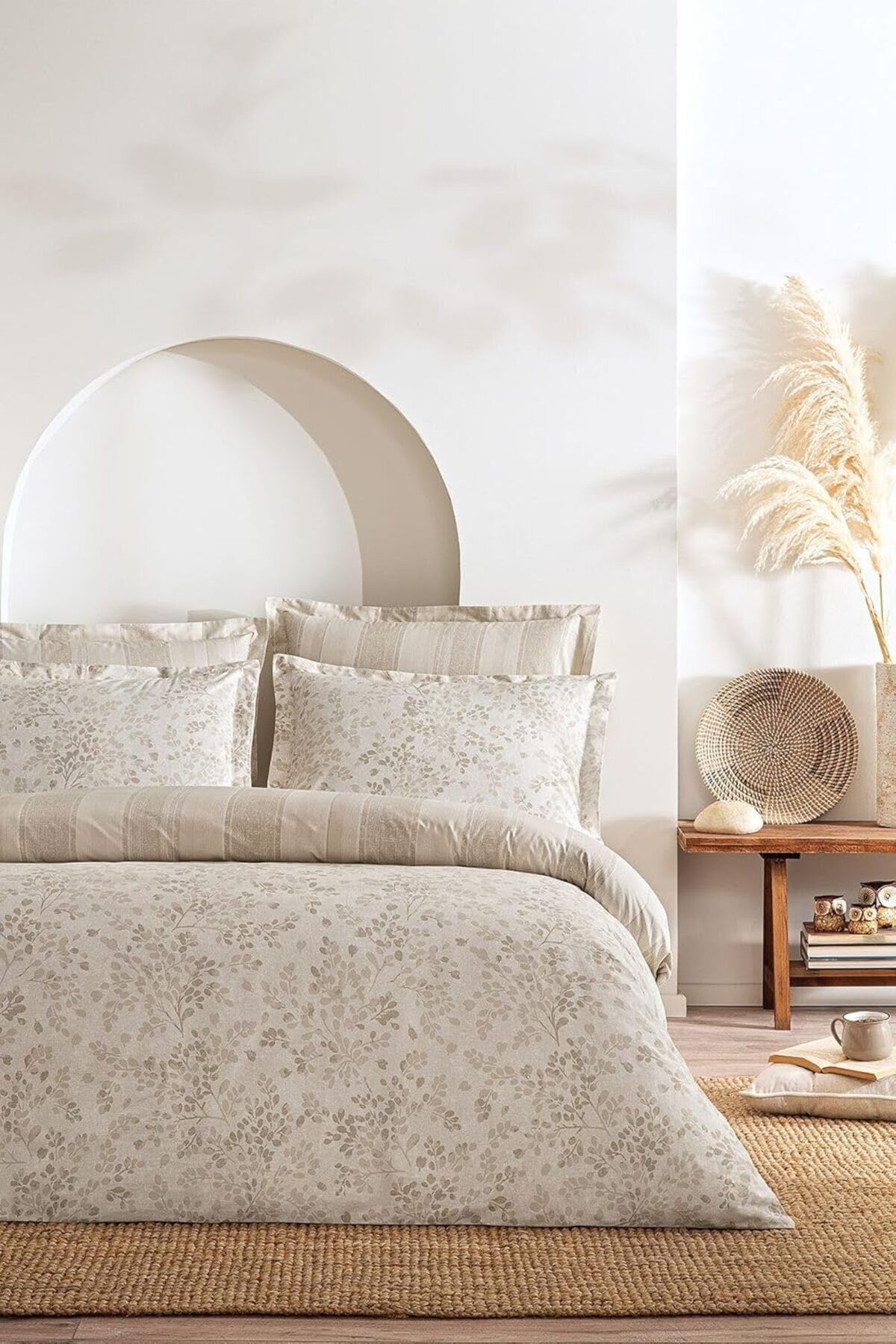 STOREMAX nffashopm Floyd Çift Kişilik Ranforce Nevresim Takımı - Bej 200 x 220 storestarx 1051353