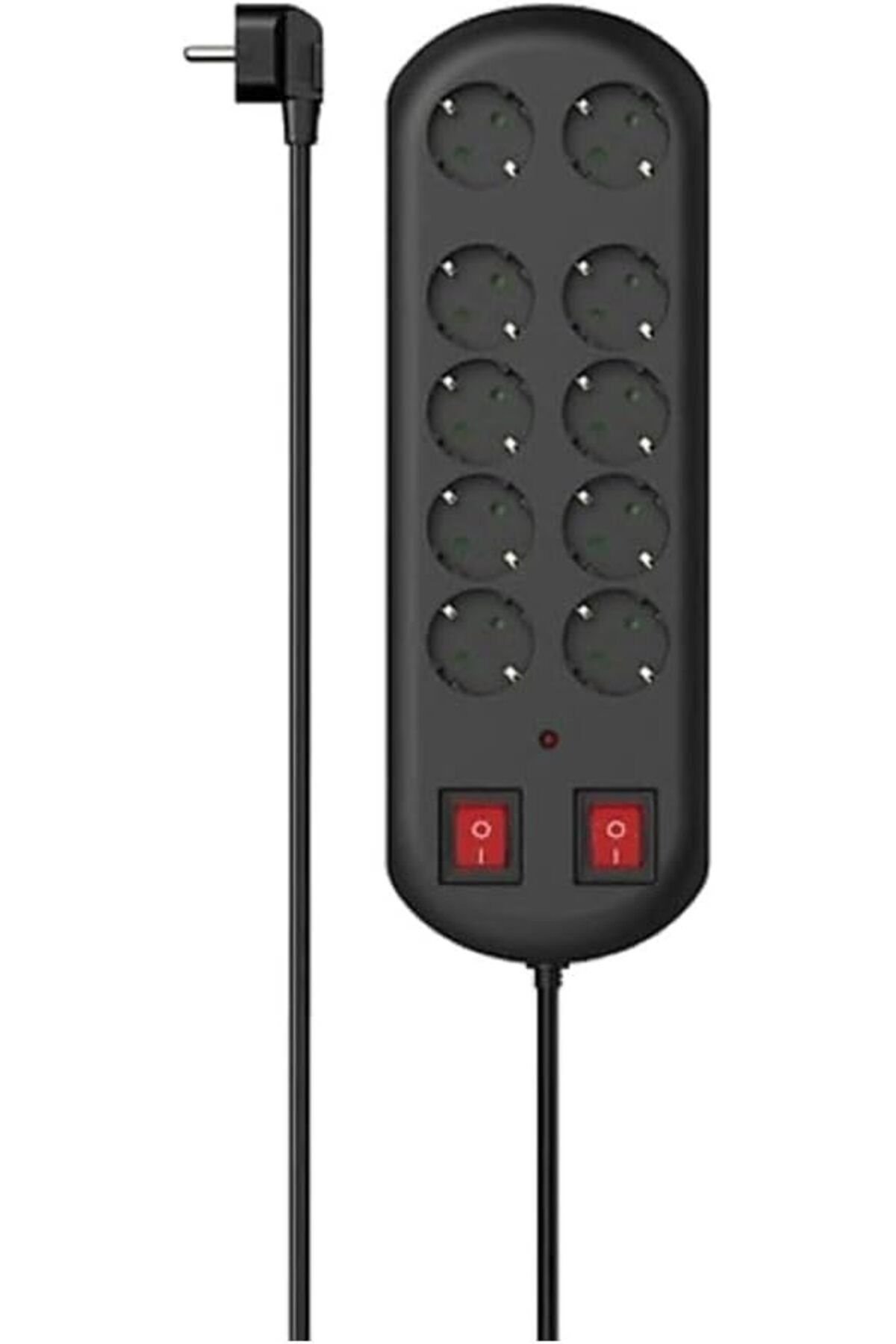 MCreative HM.223164 10'lu Akım Korumalı Priz 2 Switches 2m Siyah