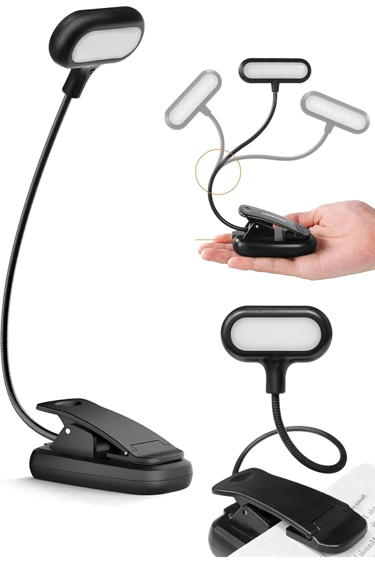 yenibagshop Ledli Klipsli Mini Kitap Okuma Lambası Mandallı Pille Çalışan Işık Masa Lambası Kitap Okuma Işığı