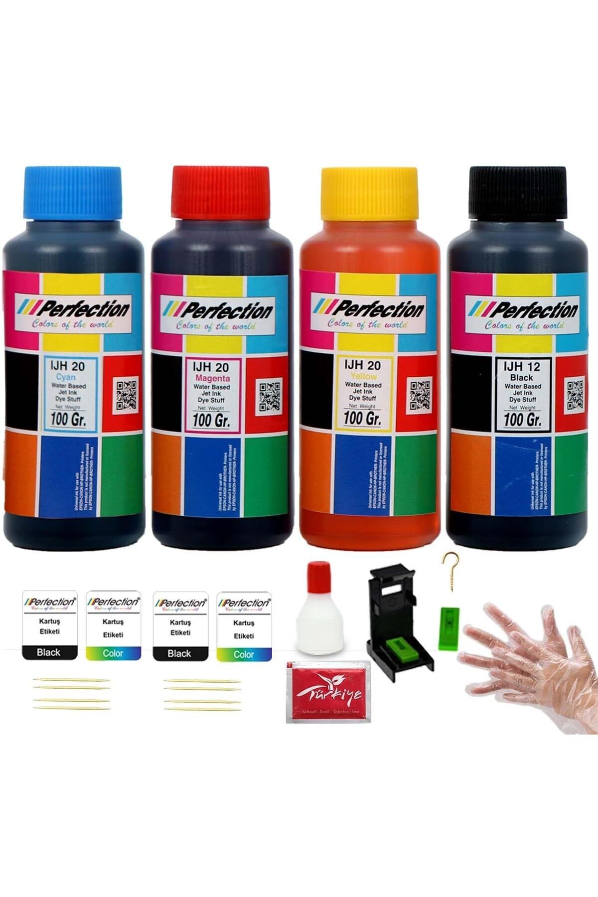 STOREMAX cmllashop Canon Uyumlu İki Kartuşlu Yazıcılar İçin Dolum Seti 4x100 gr. Aparatlı+Solüsyonlu