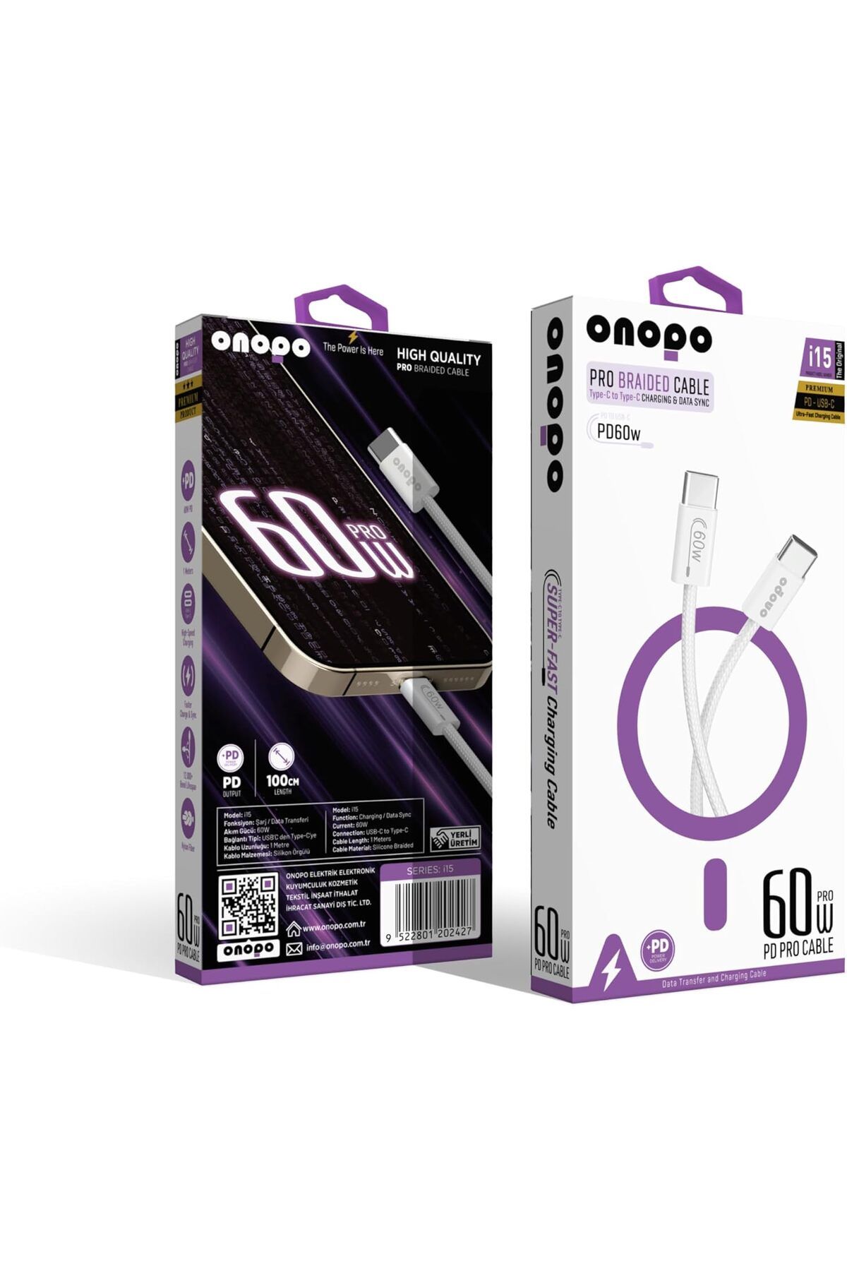 STOREMAX cmllashop Uyumlu Pro Örgülü Kablo Type-c To Type-c Şarj Ve Data Kablosu 60w - I15 542093