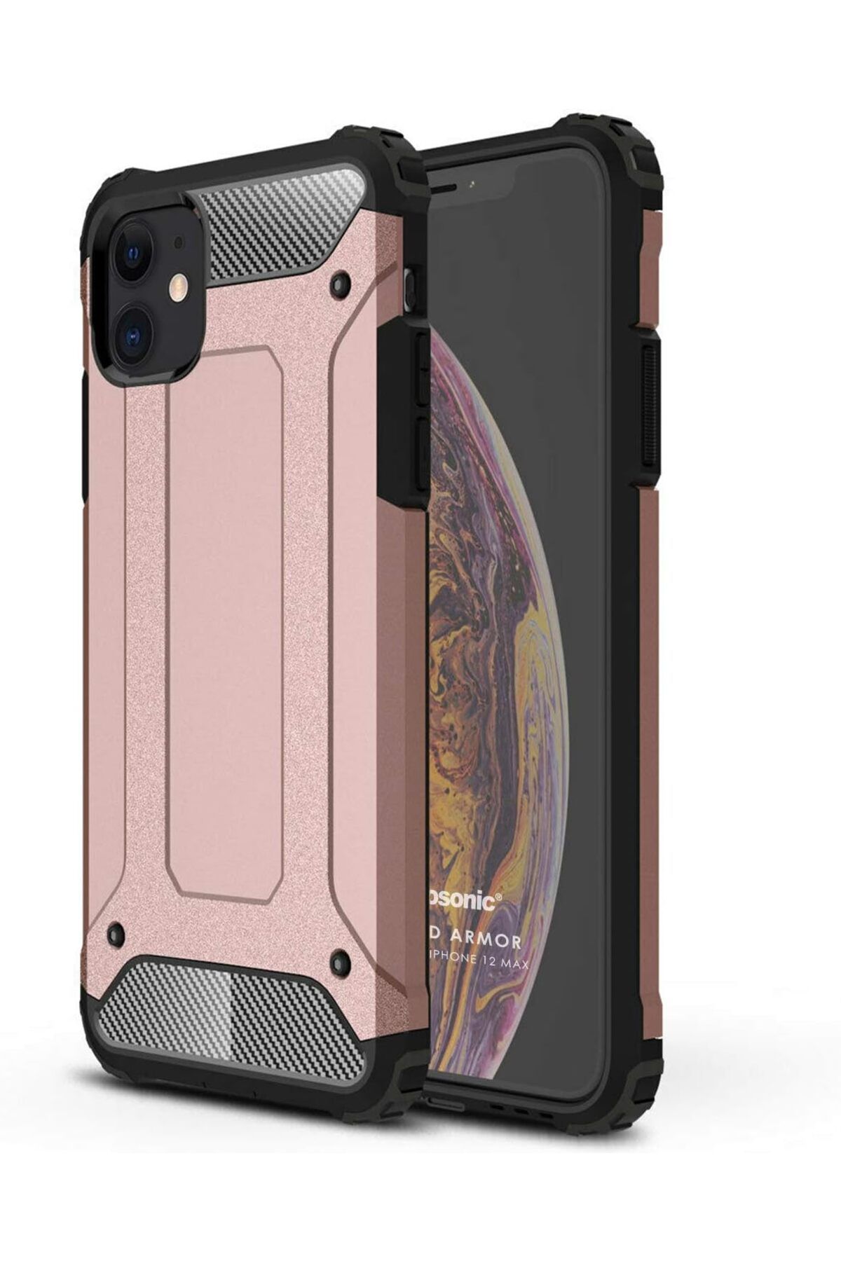 STOREMAX htpshopmx iPhone 12 Mini için Kılıf Rugged Armor Rose Gold [iPhone 12 Mini ile Uyumlu Kılıf - R