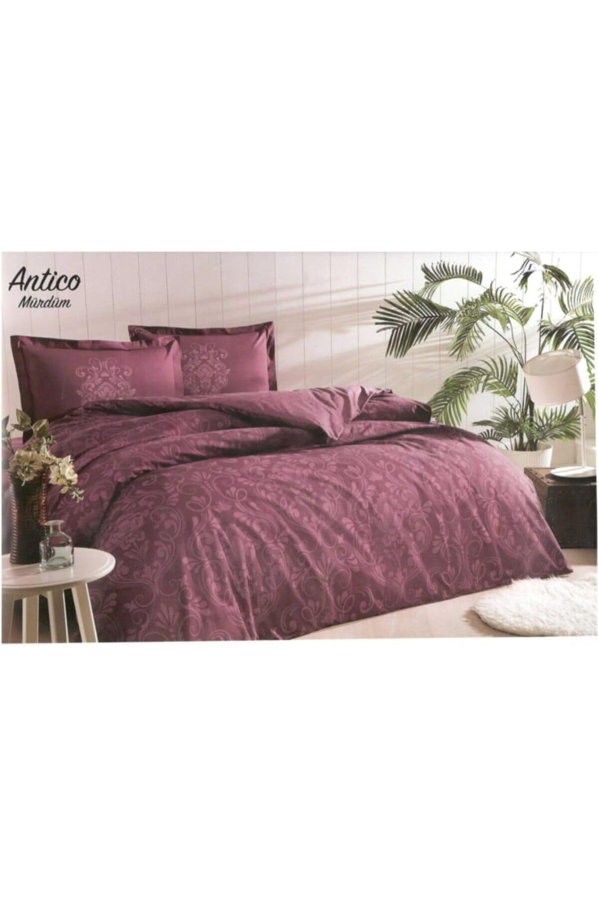 STOREMAX nffashopm Antico Mürdüm Çift Kişilik Nevresim Takım