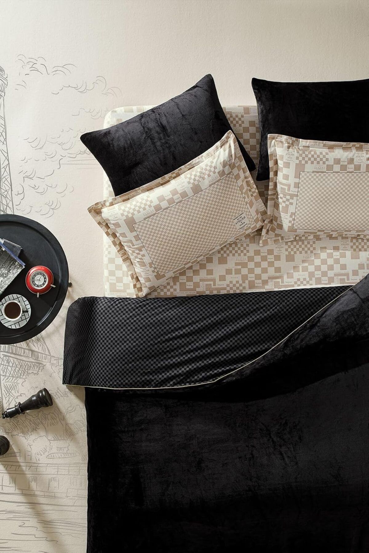 STOREMAX nffashopm Pluffy Fabre Çift Kişilik Battaniye Nevresim Takımı - Siyah, 200 x 220 storestarx 1051