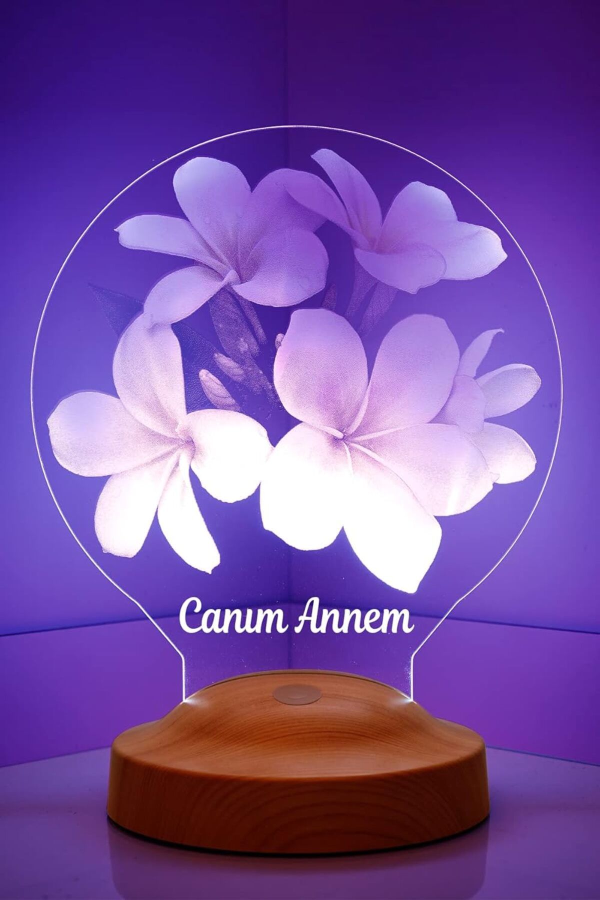 yenibagshop Canım Annem Plumeria Çiçeği Hediyesi 3d Led Lamba