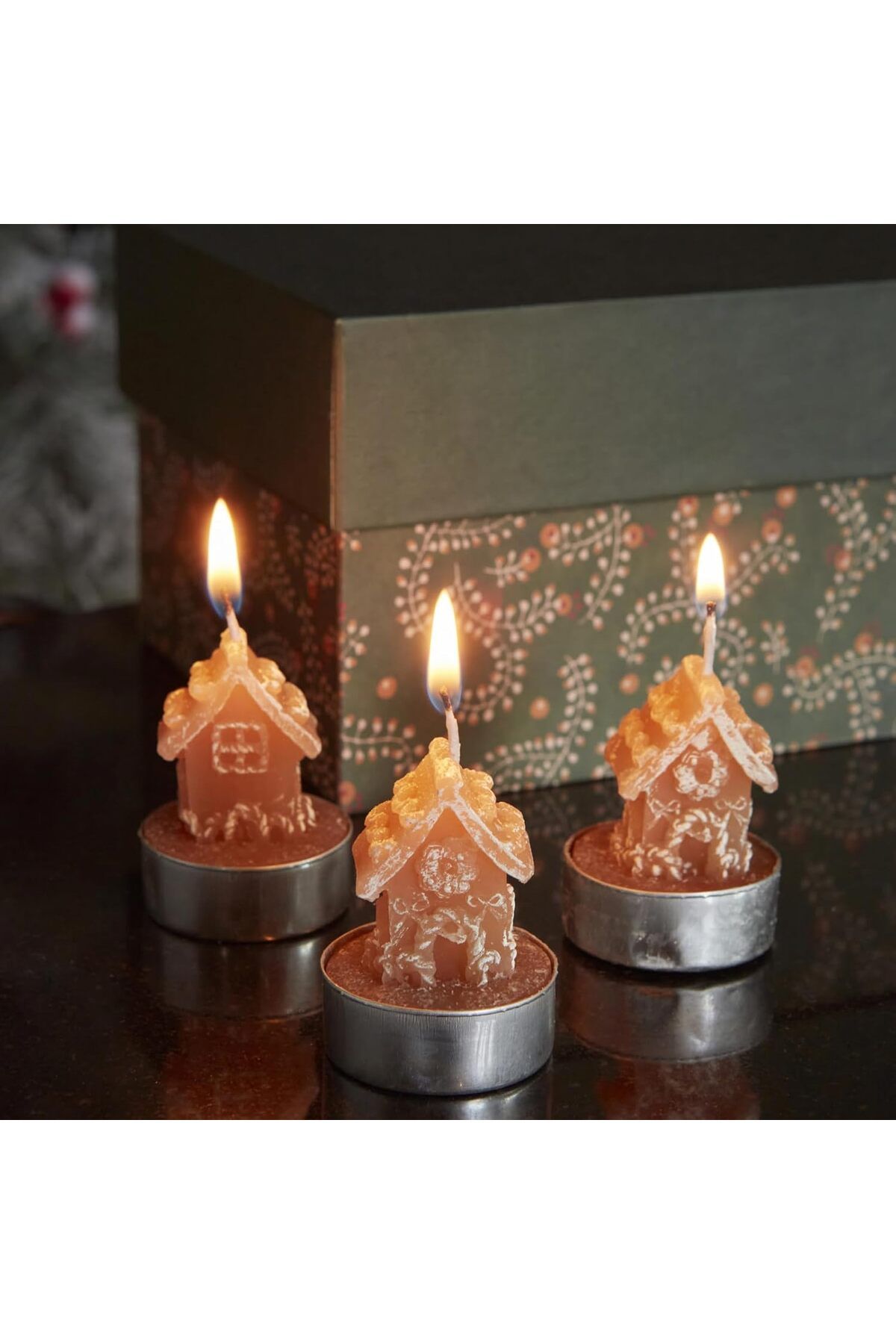 STOREMAX mrttnca Home New Year 24 Ginger House 3'lü Tealight Mum 18x5x6 Cm trndymrt 1087243