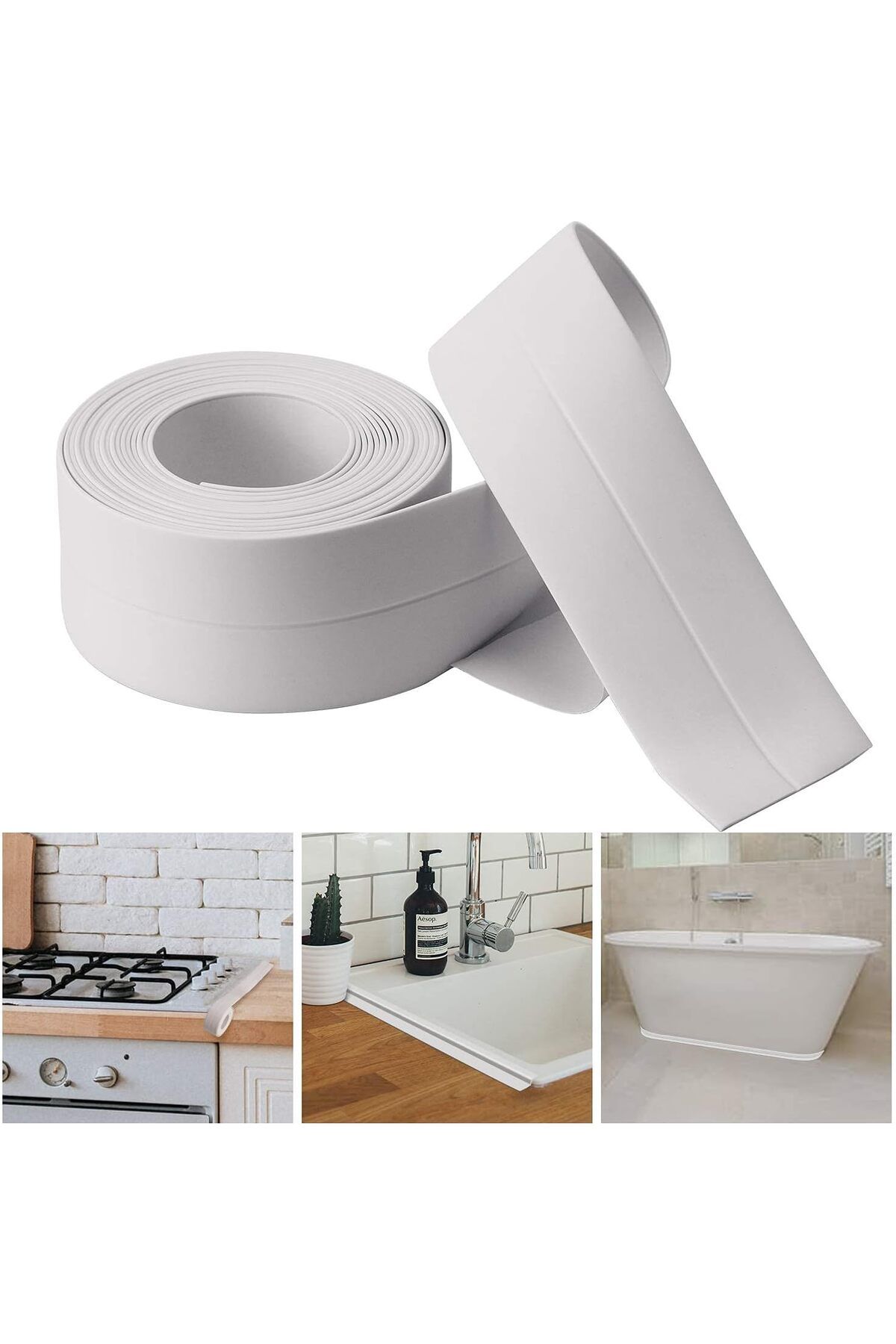 MCreative Sızdırmazlık Bandı Banyo Mutfak Lavabo Küvet Duş Teknesi Su Geçirmez Kenar Bant (320 cm)