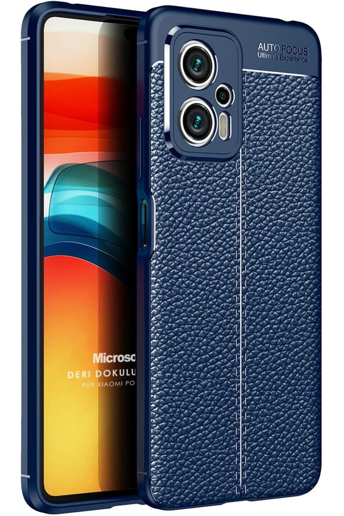 STOREMAX nffashopm Xiaomi Poco X4 GT için Kılıf Deri Dokulu Silikon Lacivert [Poco X4 GT ile Uyumlu Kılı