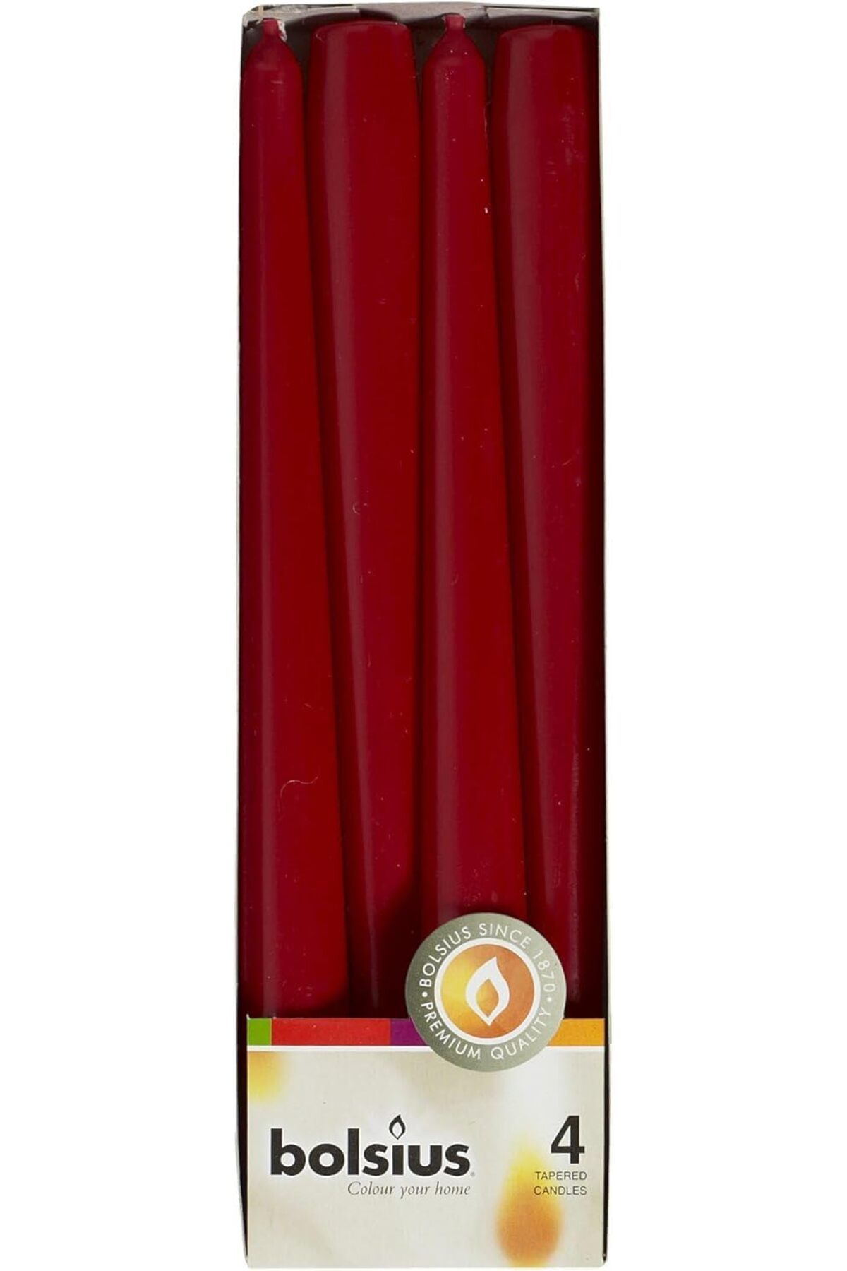 STOREMAX mrttnca Koyu Kırmızı Konik Mumlar 4 Paket - 24,5 cm - 7,5 Saat Yanan Damlamayan Mumlar - Akşam Y