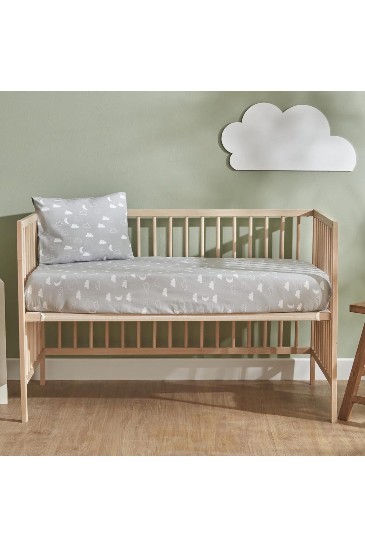 salesalbutik Home Bebek Cloudy Yastık Çarşaf Set Gri