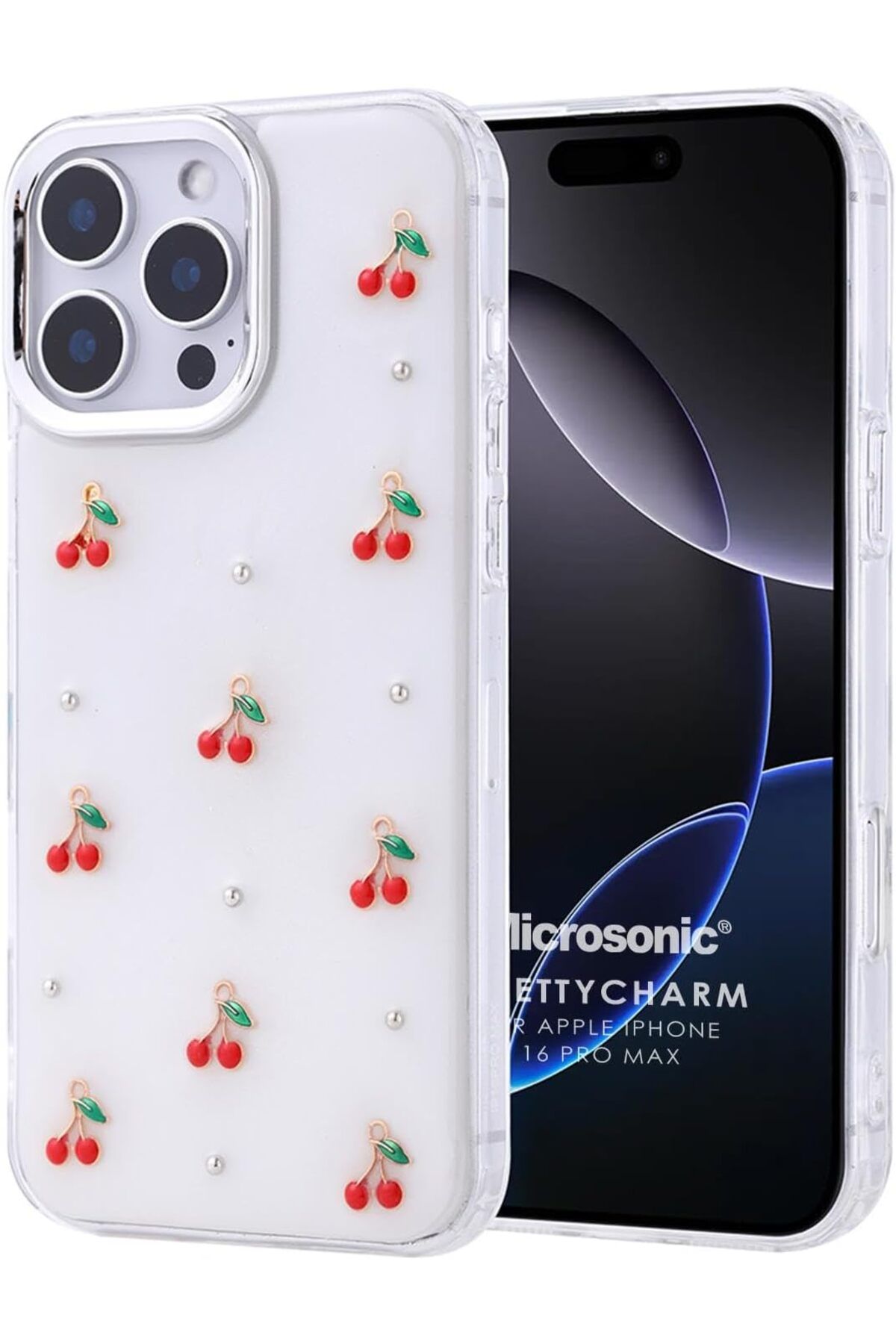 STOREMAX nffashopm iPhone 16 Pro Max Kılıf PrettyCharm Cherry [iPhone 16 Pro Max ile Uyumlu Kılıf - Kırm