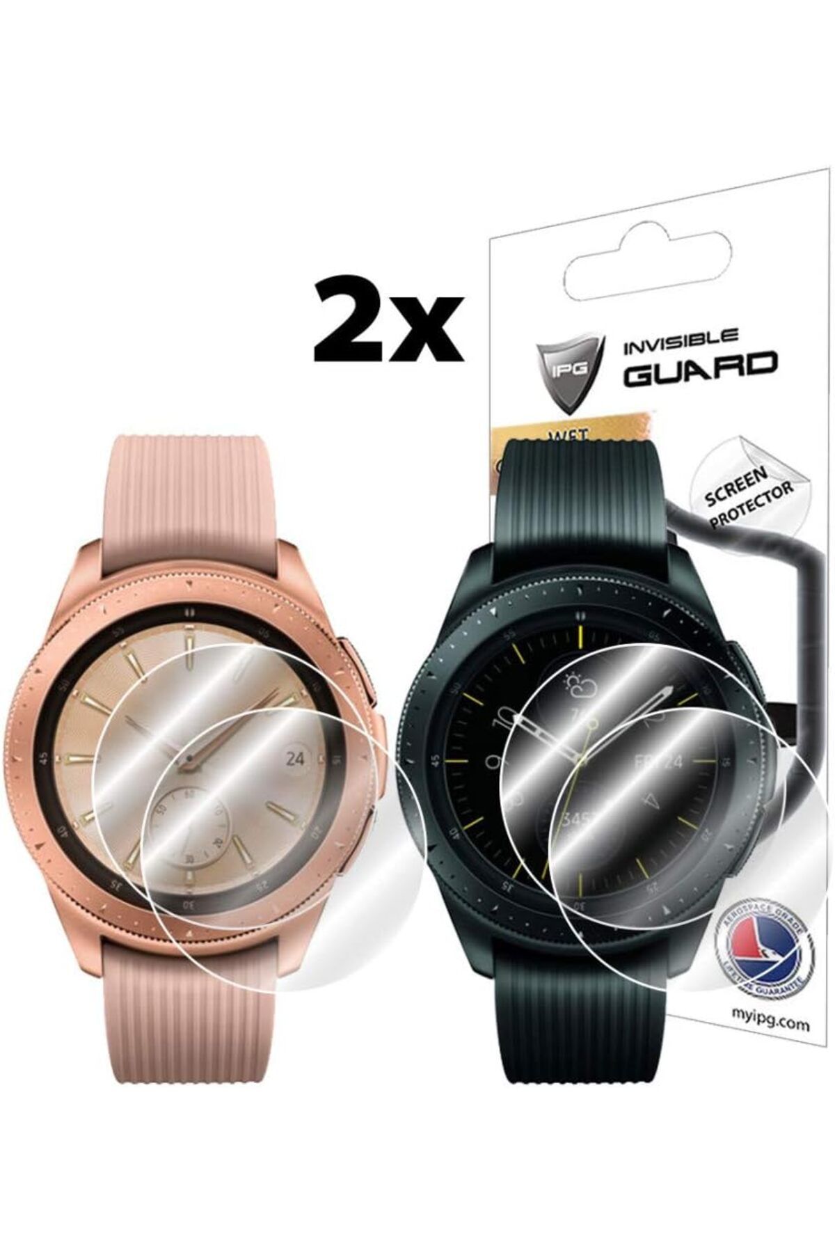 STOREMAX nffashopm Galaxy Watch 42 mm Rosegold & Midnight Black Ekran Koruyucu, 2 Adet storestarx 1051353