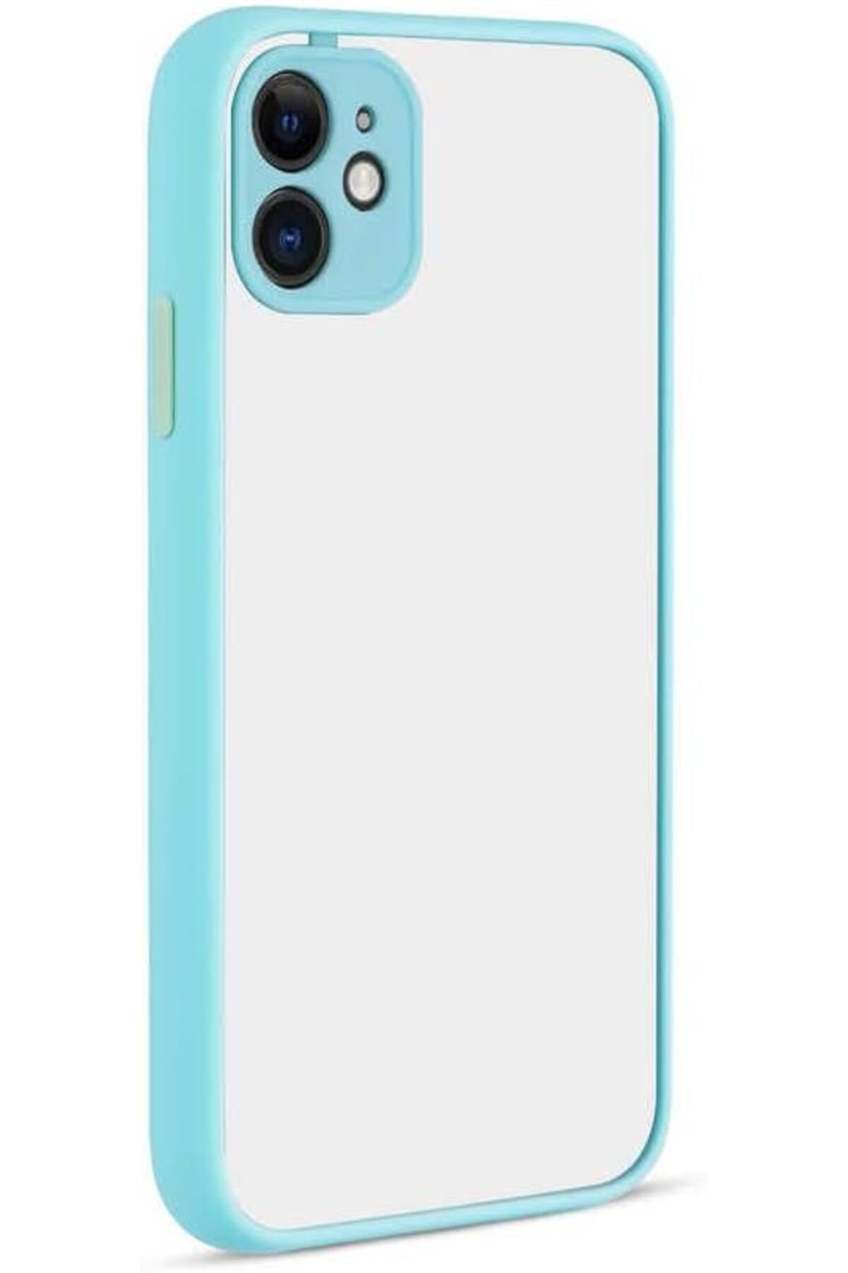 STOREMAX htpshopmx AKSESUAR İphone 12 6.1 inç Yan Tuşları Renkli Kamera Korumalı Transparan TPU Kılıf