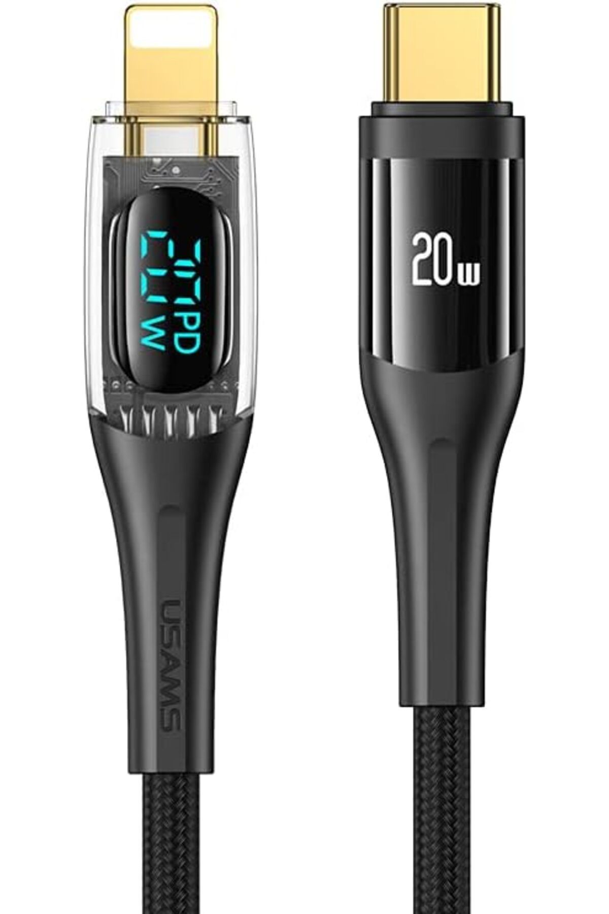 STOREMAX lbstorex US-SJ588 Dijital Göstergeli 1.2m PD 20W Type-C to Lightning iPhone Hızlı Şarj ve Data K