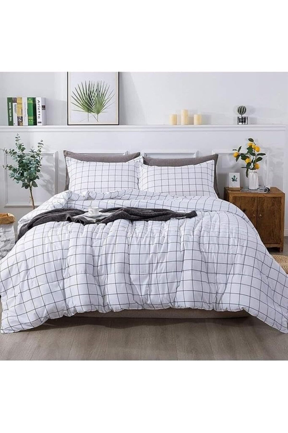 STOREMAX cmllashop Plaid Nevresim Takımı Çift Kişilik 200x220 - Beyaz 542093