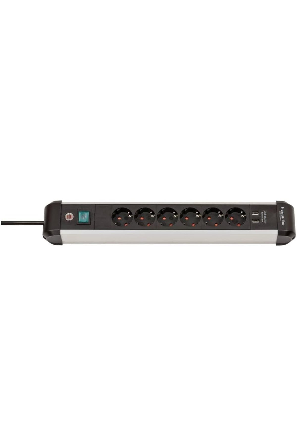 STOREMAX mrttnca Premium-Alu-Line çoklu priz, USB/çoklu priz, 6 bölmeli, yüksek kaliteli alüminyum (3 m