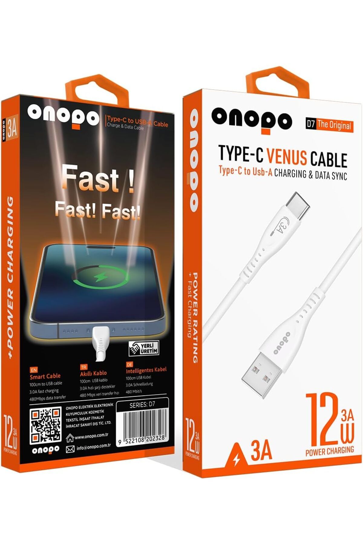 STOREMAX htpshopmx Android Uyumlu Type-C Usb Hızlı Şarj ve Data Kablosu 3.0A / 1MT - D7 str http 1092444