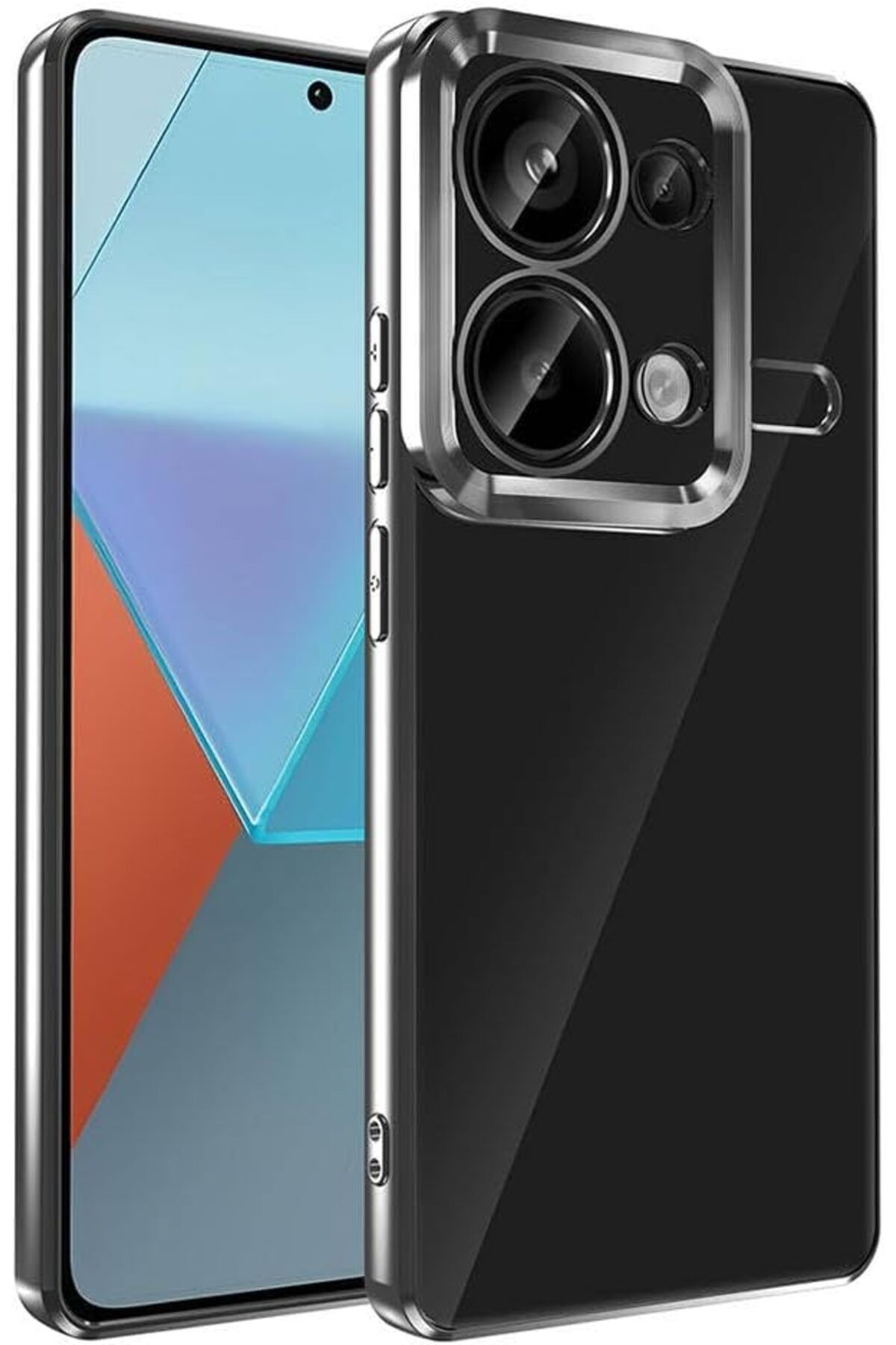 STOREMAX htpshopmx Xiaomi Redmi Note 13 Pro 4G Uyumlu Kamera Korumalı Lazer Kesim Lüx Silikon Kılıf (Siya