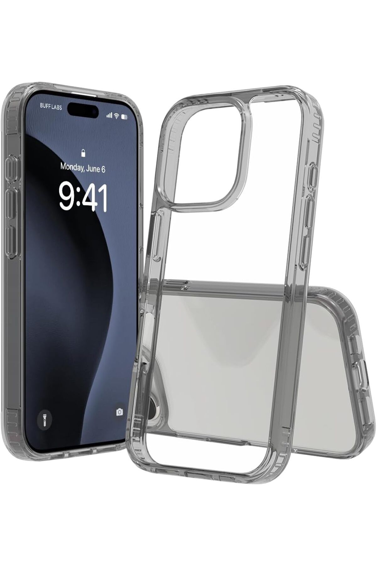 STOREMAX bystoreby LABS iPhone 16 Pro ile Uyumlu Air Hybrid Darbe Emici TPU + PC Kılıf (Smoke Black) NewDes