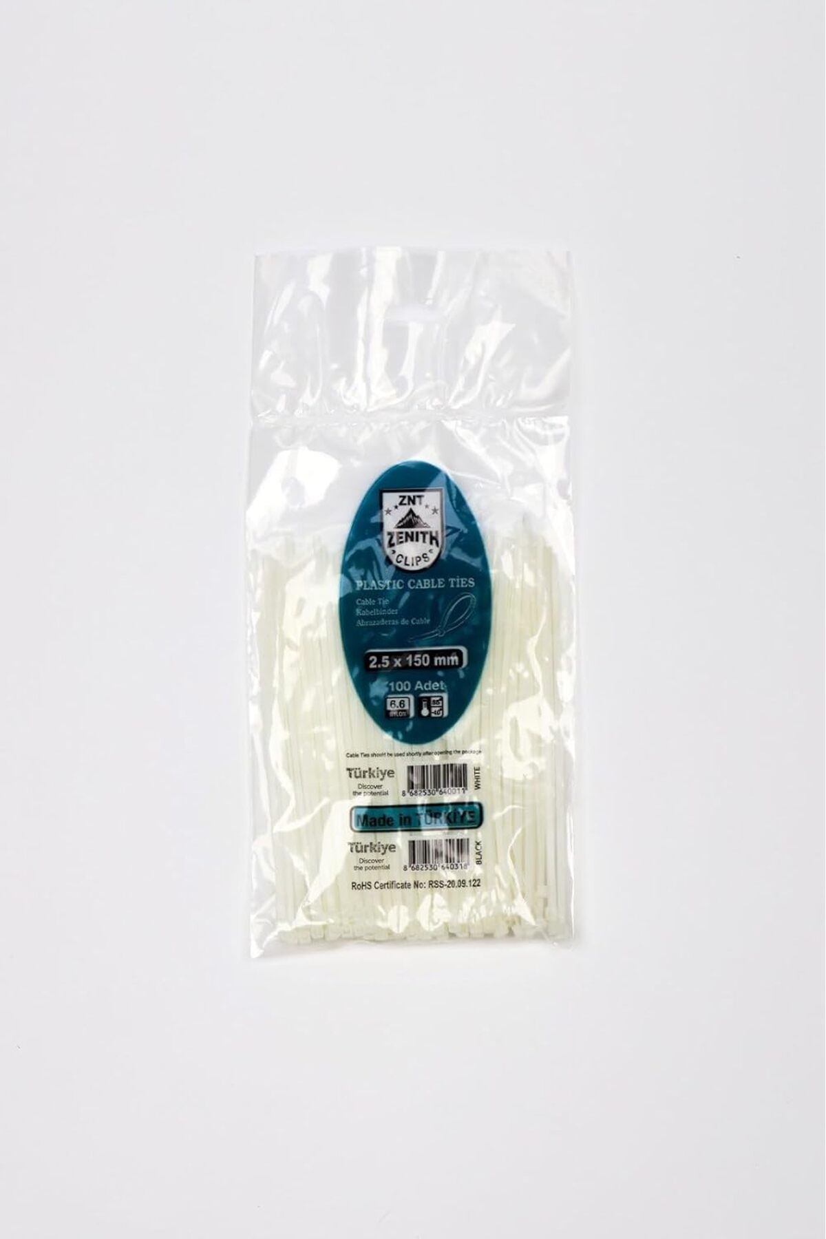 STOREMAX mrttnca 2,5x150 Beyaz Kablo Bağı & Plastik Kelepçe & Cırt Kelepçe 100 Adet (paket) trndymrt 108