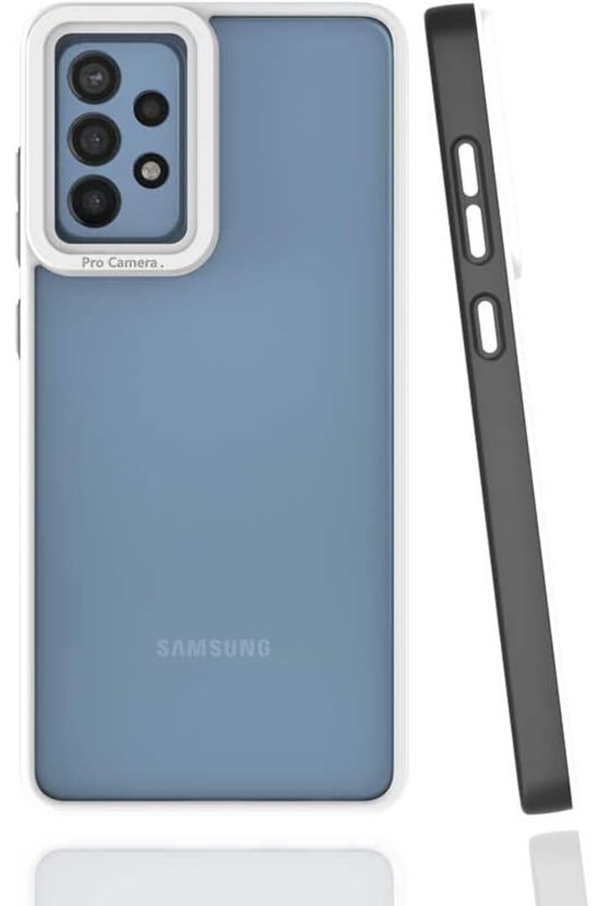 STOREMAX nffashopm Galaxy A73 Uyumlu Kamera Korumalı Arkası Mat Yanları Renkli TPU Silikon Kılıf (Siyah,