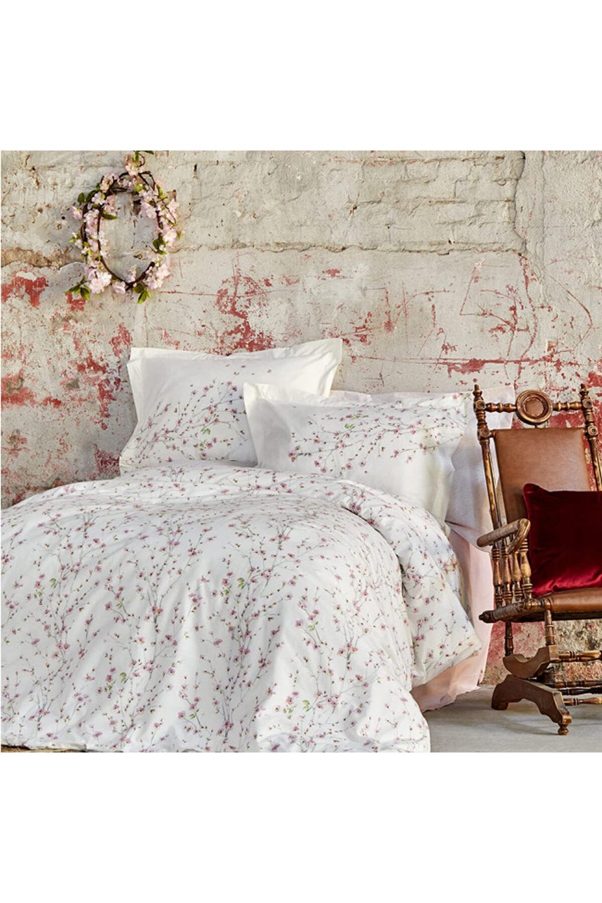 STOREMAX nffashopm Home Annata%100 Pamuk Çift Kişilik Nevresim Takımı Somon storestarx 1051353