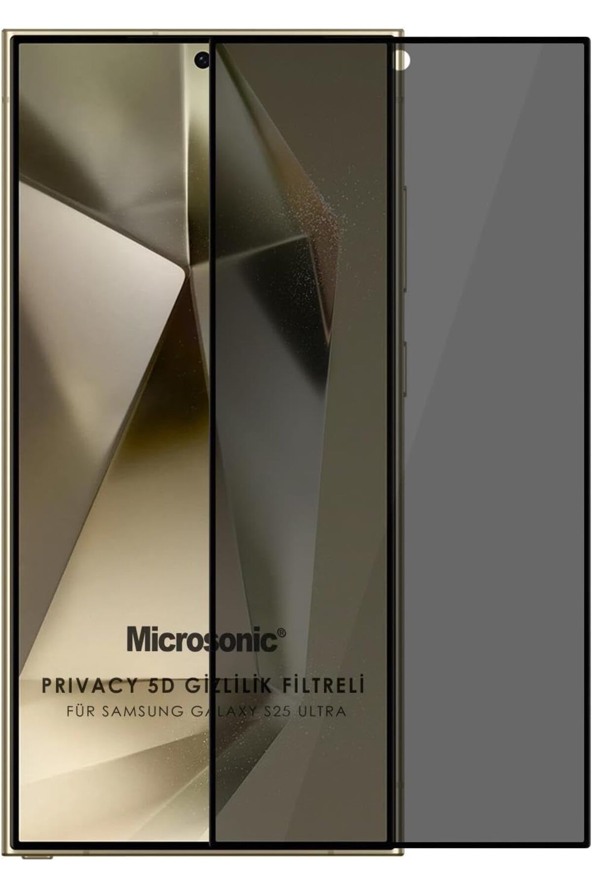 yenibagshop Galaxy S25 Ultra Uyumlu Privacy 5D Gizlilik Filtreli Cam Ekran Koruyucu Siyah