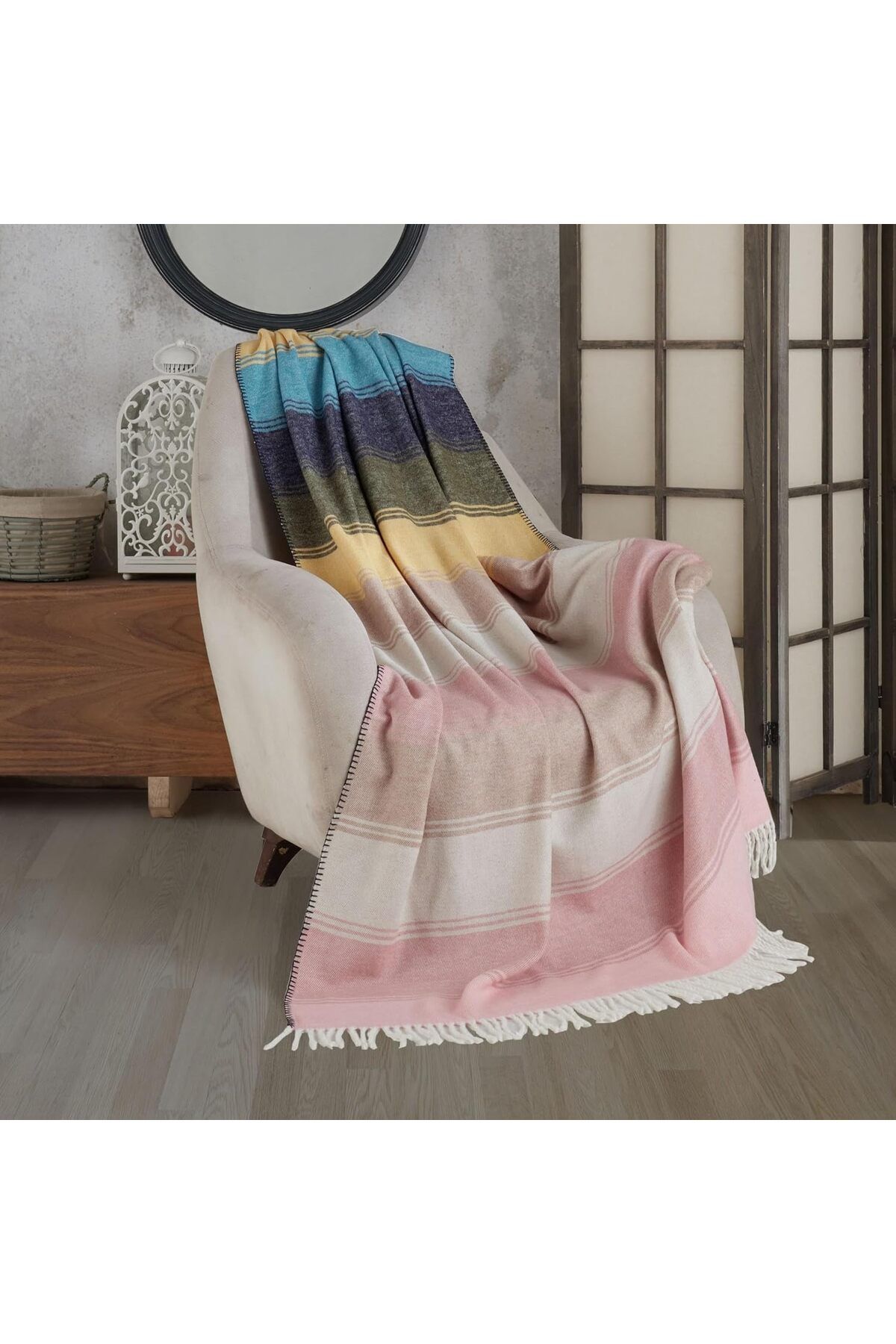 STOREMAX | Rainbow | Akrilik Skoç TV Örtüsü 130 x 170 cm Hardal Sarısı