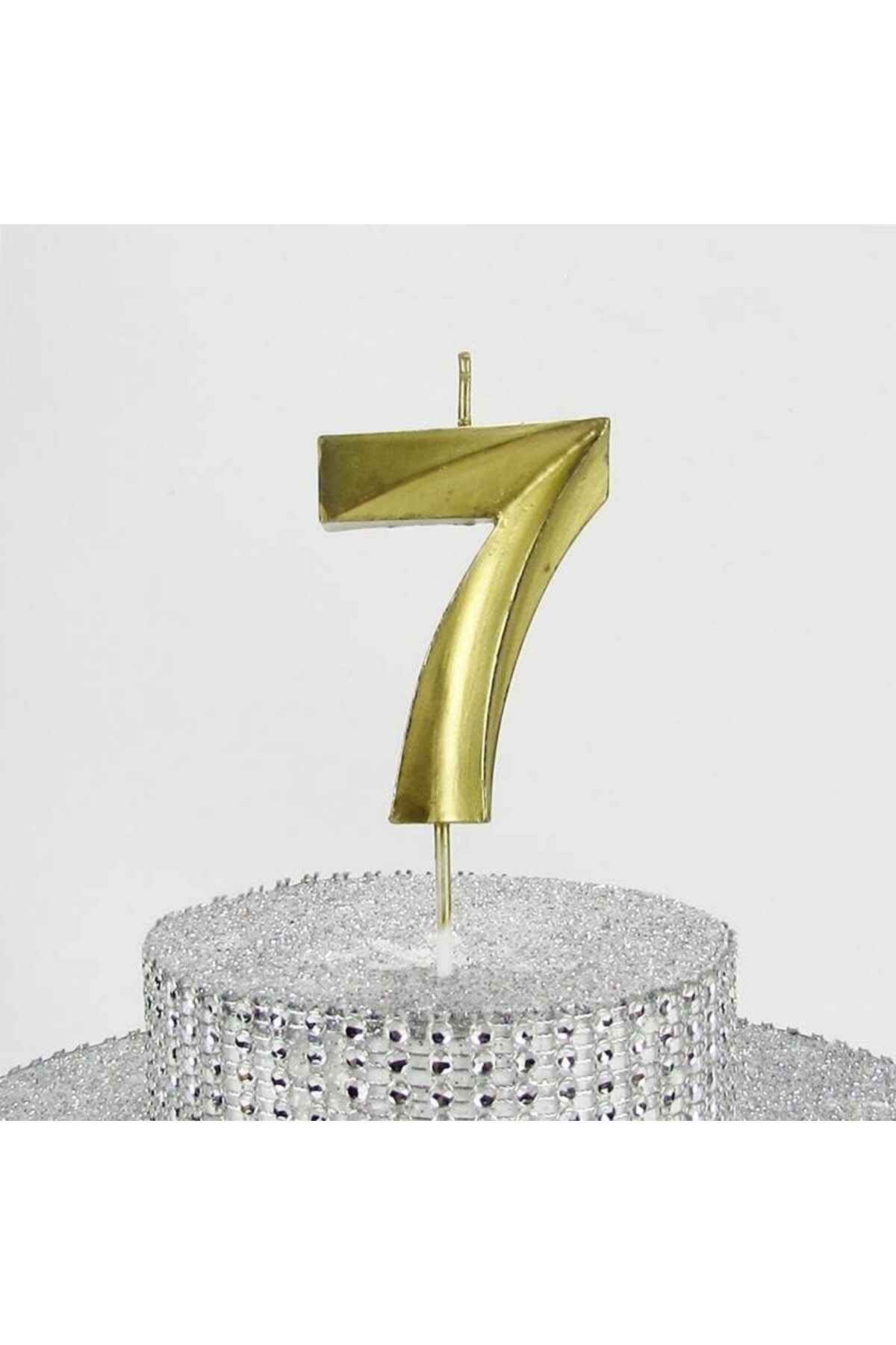 yenibagshop 7 Yedi Rakamlı Gold (Altın) Mum 6.5 Cm
