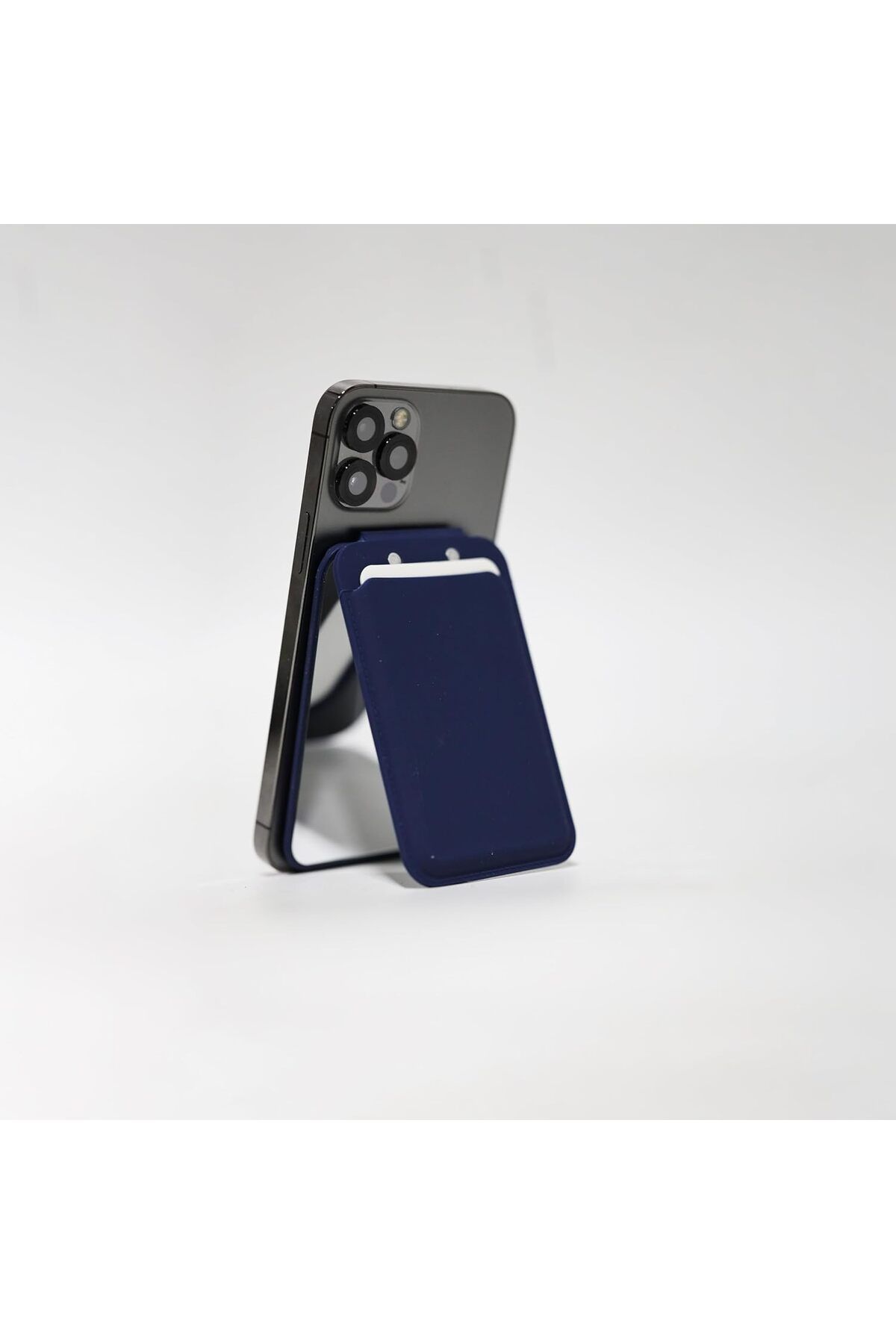 STOREMAX nffashopm iPhone ile Uyumlu Aynalı İQ Animasyonlu MagSafe özellikli Deri Cüzdan (Dark Blue) stor