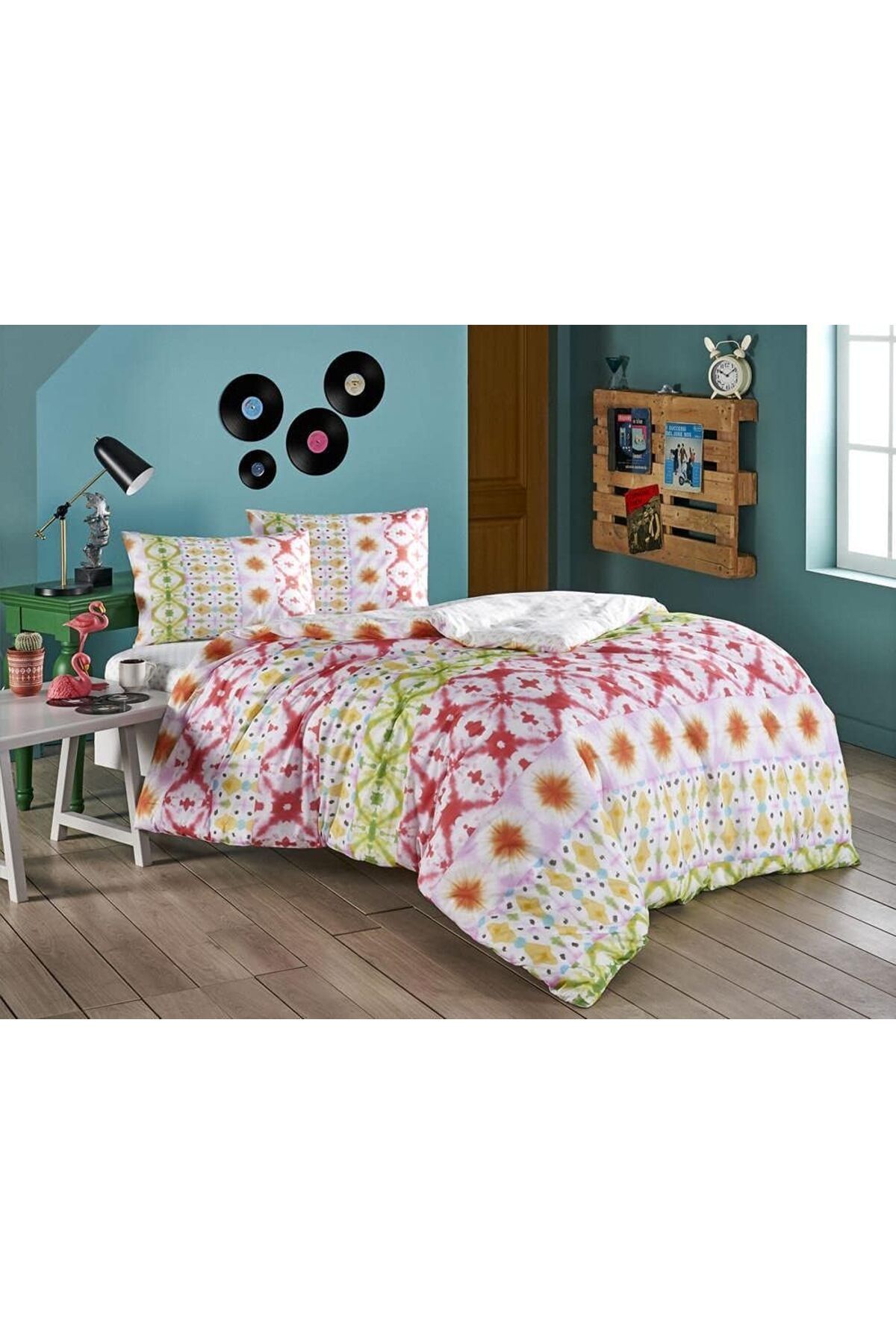 STOREMAX nffashopm Enzo Ranforce Etnik Desenli%100 Pamuk Nevresim Takımı, Çok Renkli, Tek Kişilik (Nevres